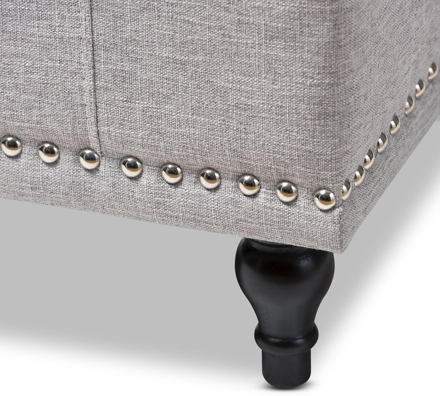 Baxton Studio Sherrill – Banco otomano tapizado de tela beige grisáceo con botones