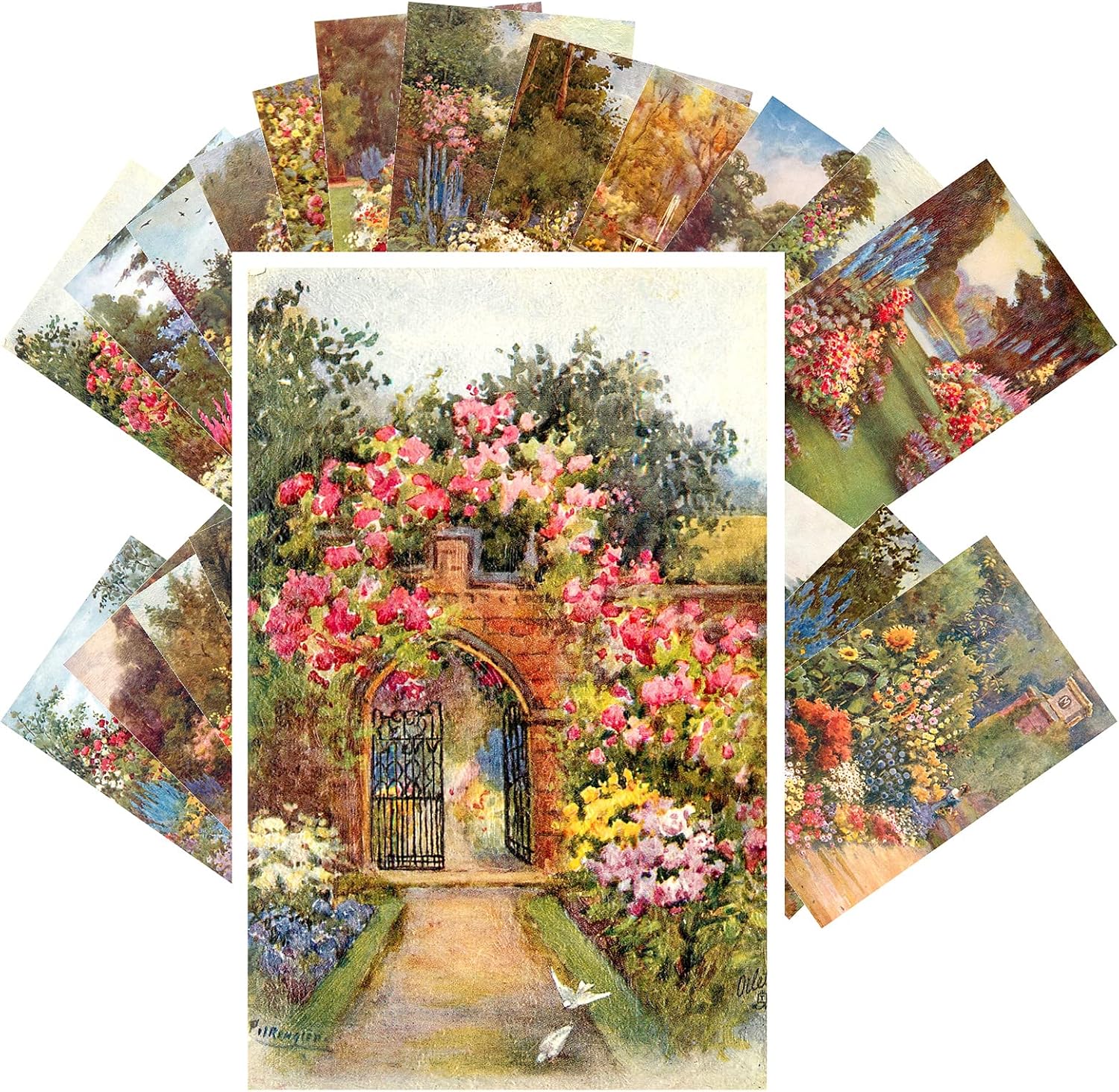 PIXILUV Postales vintage 24 piezas de flores pastorales rurales jardín retro postales REPRINT