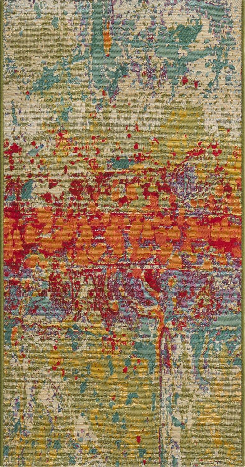 Unique Loom Outdoor Modern Collection – Alfombra de área arrugada (2 pies x 3 pies 11 pulgadas, multicolor, dorado)