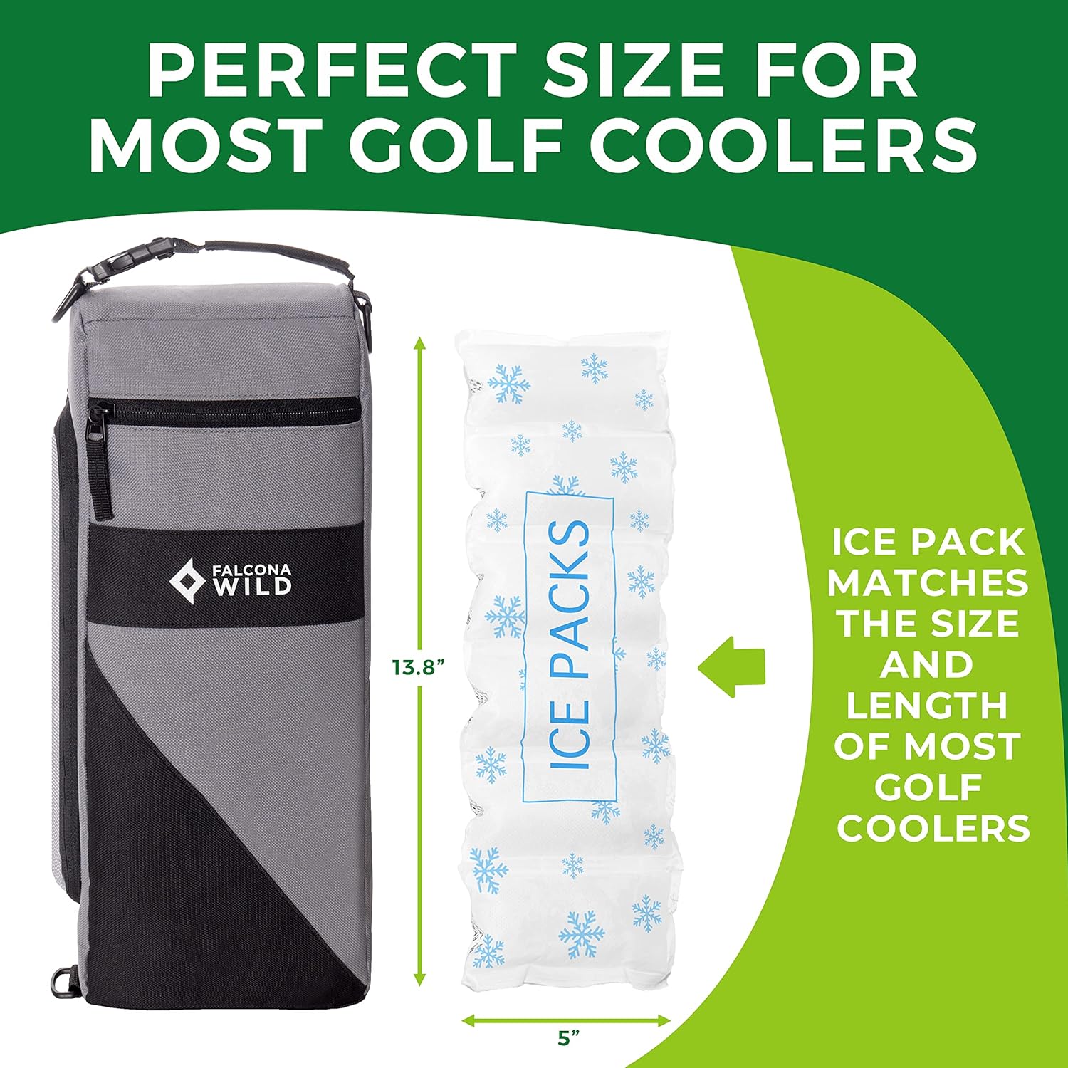 Bolsas de hielo para bolsas de golf  Mantiene las bebidas frías durante horas  Se adapta a la mayoría de enfriadores de bolsas de golf  Se puede