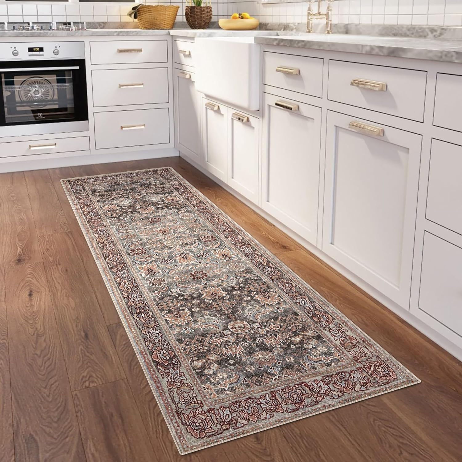 Poeti Alfombra lavable de 2 x 7 pulgadas, antideslizante para pasillos, alfombra ultra suave para corredor de cocina con respaldo de goma, alfombra