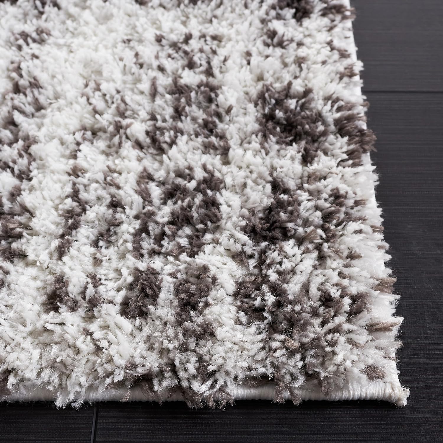SAFAVIEH Berber Shag Collection – Alfombra de área de 3 x 5 pies, gris y gris oscuro, diseño abstracto moderno, 1.2 pulgadas de grosor, ideal para