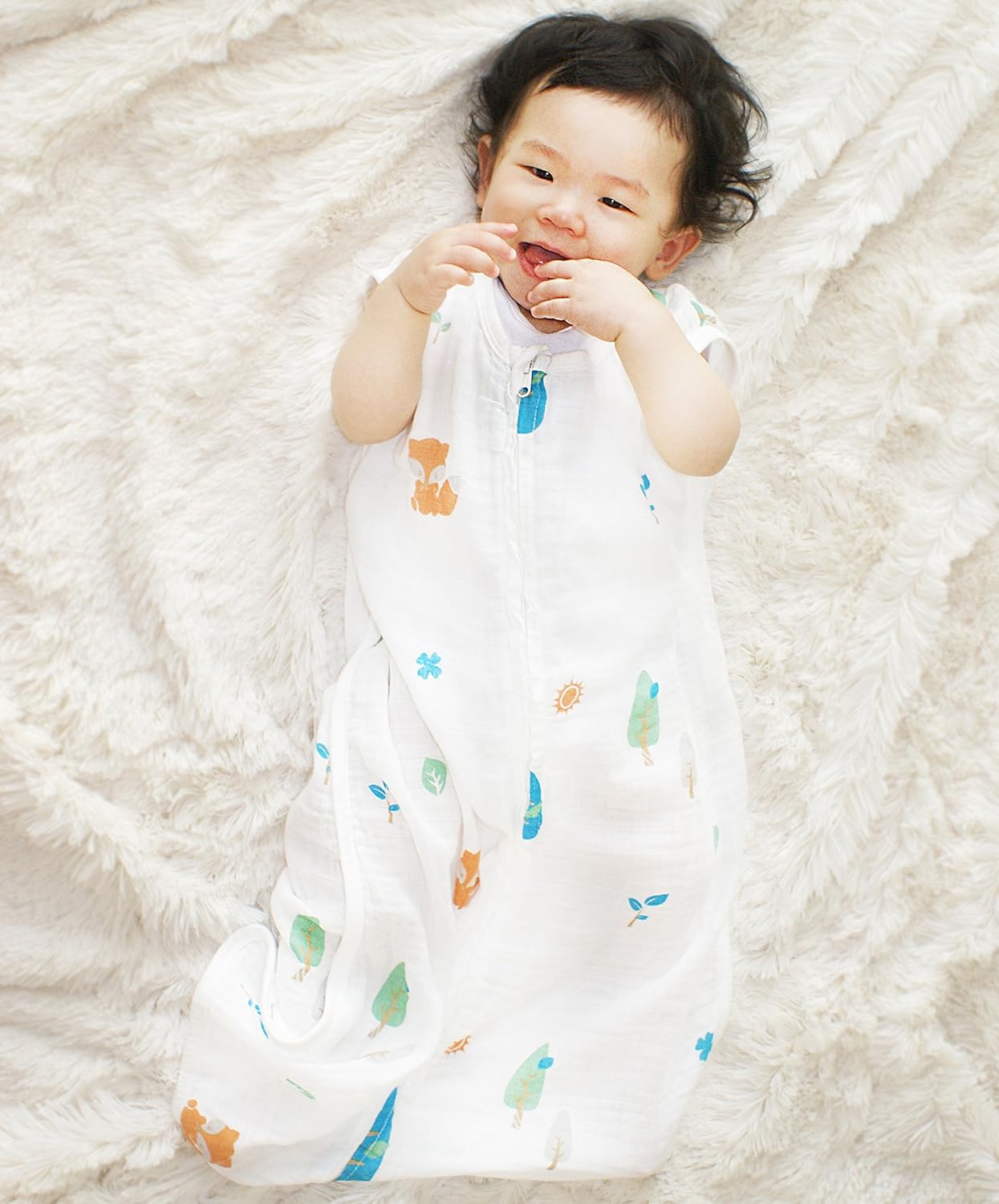 Saco de dormir de muselina de algodón para niños pequeños, 0.5 tog manta ligera para niño y niña (S, bosque)