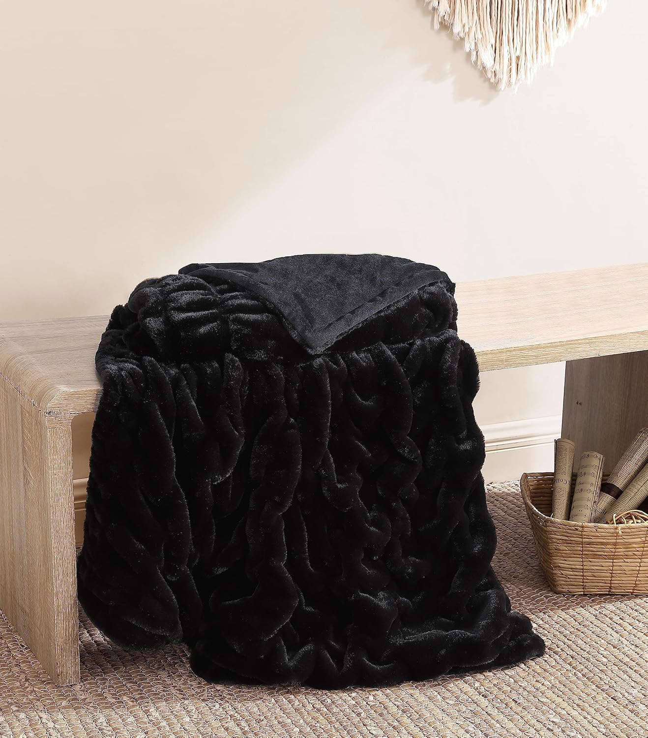 Casual Chic Lapin – Manta de piel sintética ultra fina, lujosa, elegante, suave y acogedora manta de microfibra de 11.51 ozm para sofá y cama, 50 x