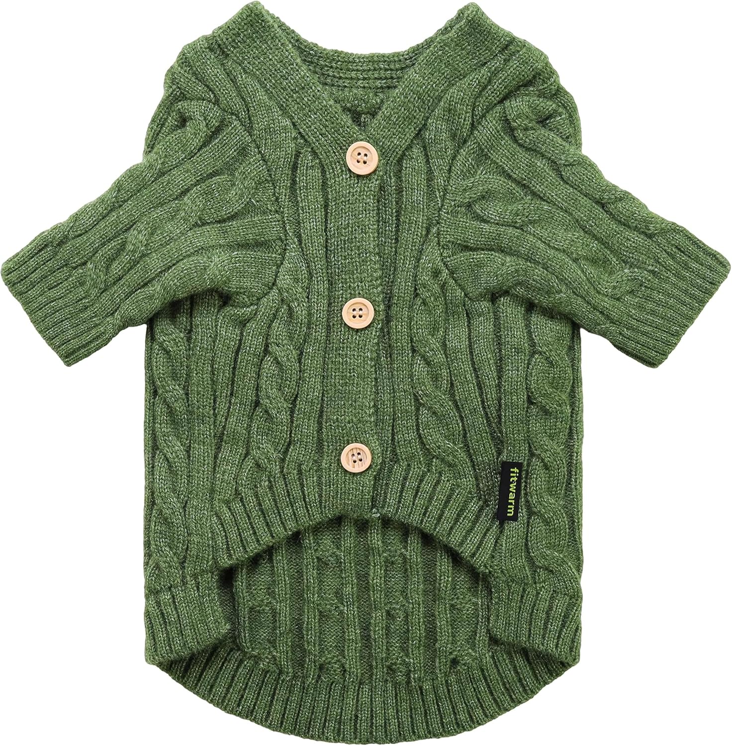 Fitwarm Suéter de punto para perro, ropa de invierno de punto para perros pequeños, niños y niñas, traje para mascotas, color verde oliva, talla M