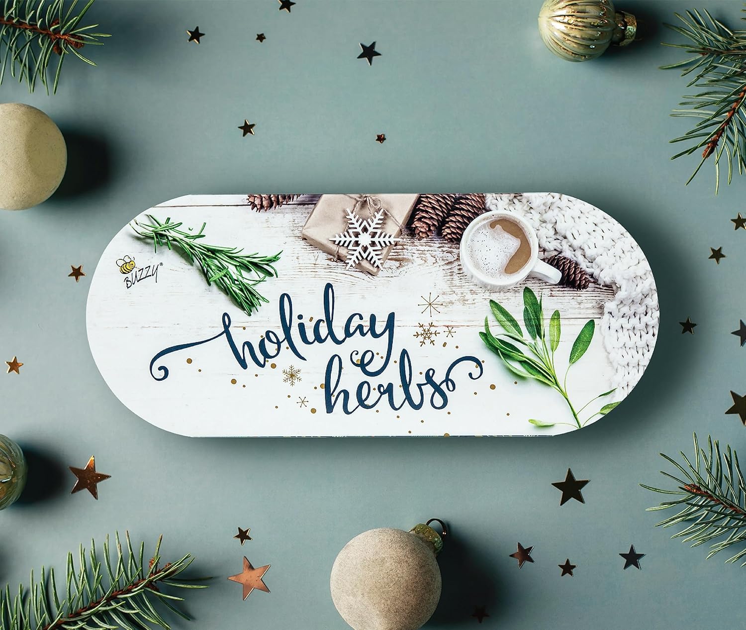 BUZZY Kit de maceta de cultivo para alféizar de ventana de hierbas navideñas, semillas de romero y salvia, los mejores regalos de jardinería,