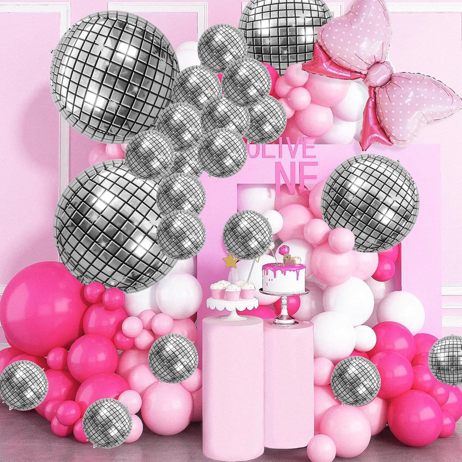 26 globos de bola de discoteca de diferentes tamaños, globos de discoteca grandes 4D de 10 pulgadas, 15 pulgadas, 22 pulgadas, globos de discoteca