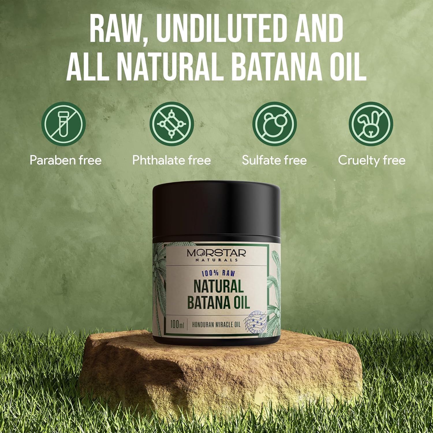 100% Raw Batana Hair Oil from Honduras – Batana for Hair Growth Dr Sebi approved and recomennded Batana oil for Hair Loss, Repair, 3.4 oz – Morstar
