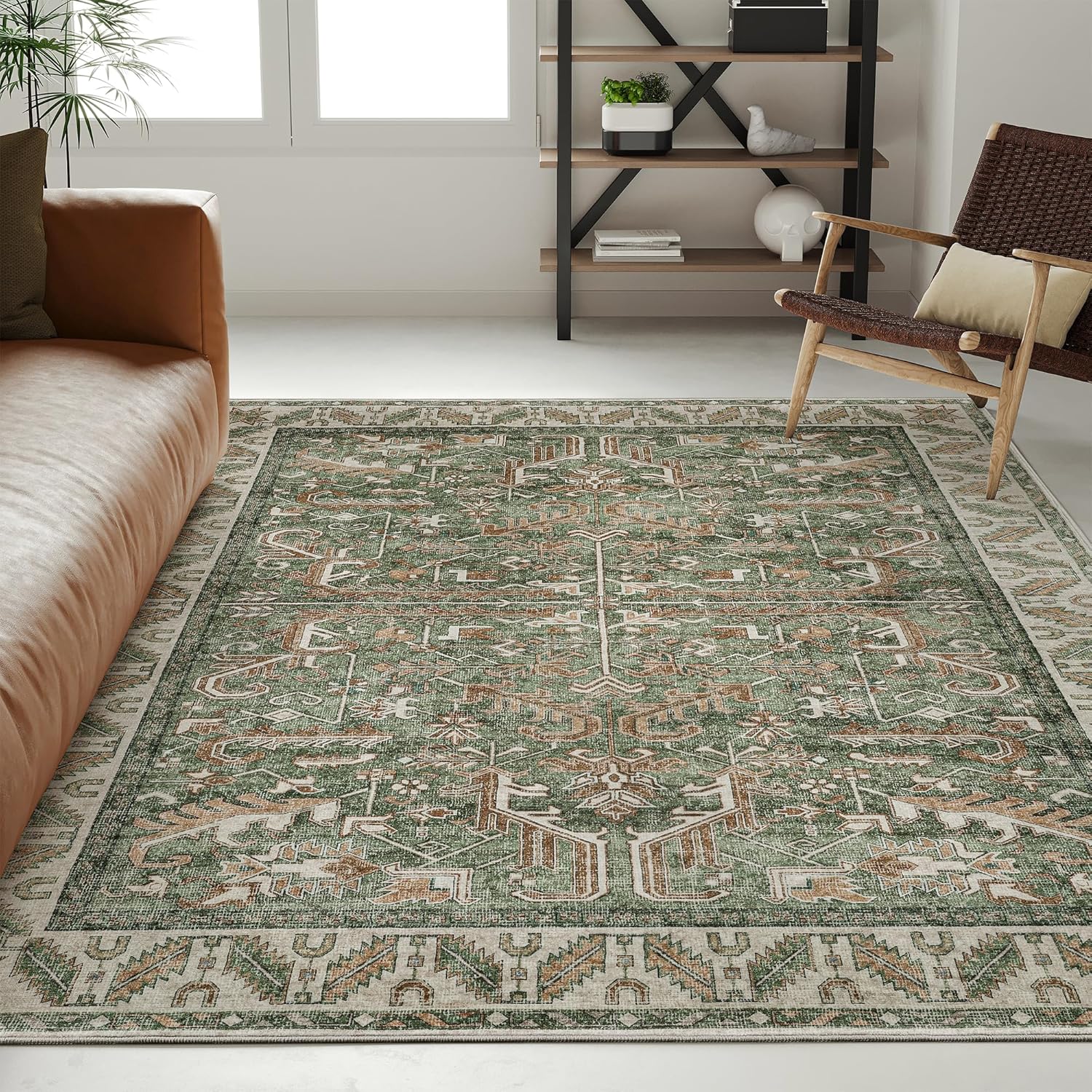 Valenrug Alfombra lavable de 6 x 9 pulgadas, ultrafina, colección antigua, resistente a las manchas, para sala de estar, dormitorio, alfombra