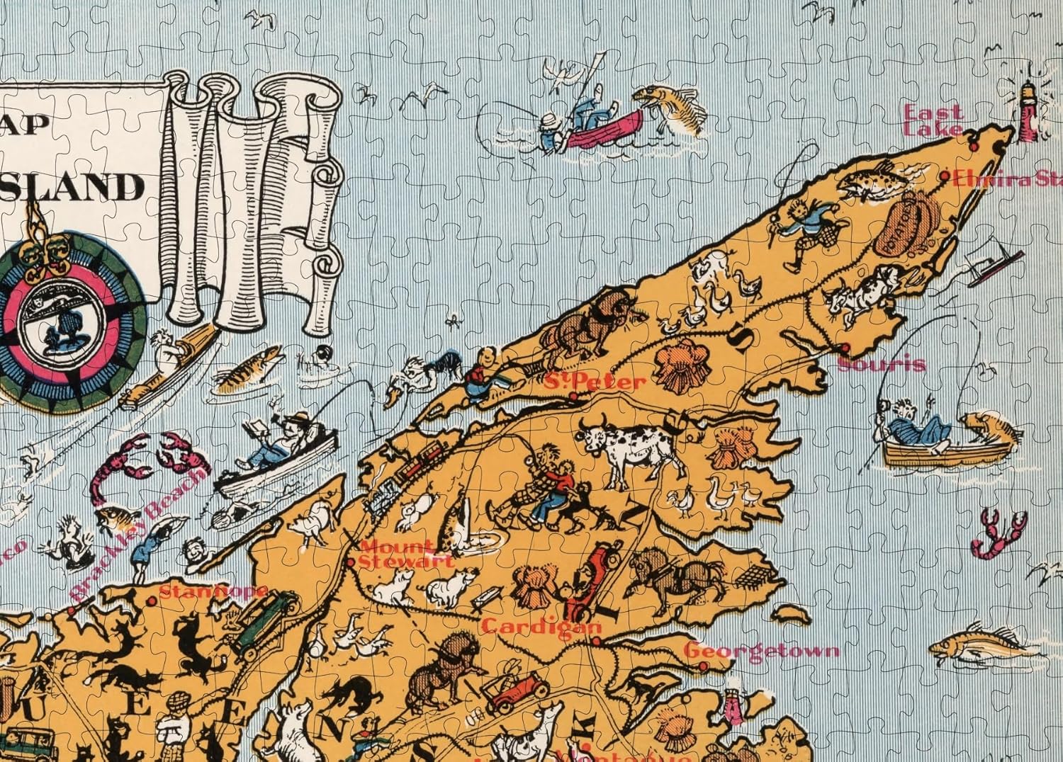 1929 Map of Prince Edward Island  Rompecabezas de 1000 piezas para adultos  Regalos de cumpleaños  Actividad divertida en interiores  Hecho a mano