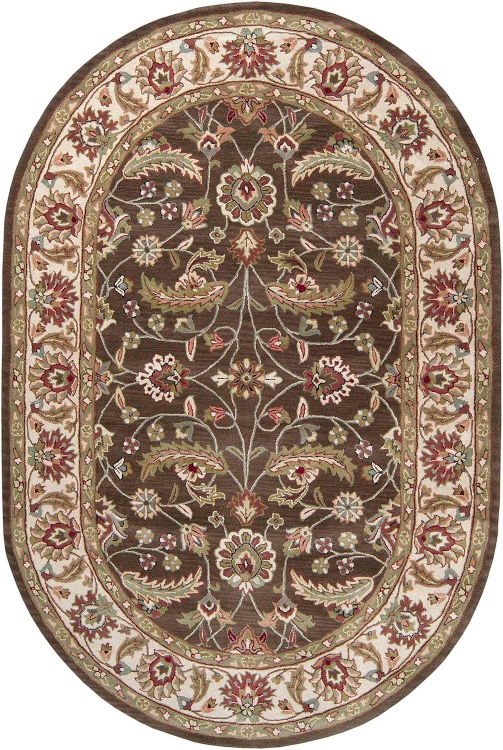 Mark&Day – Alfombras de lana, 6 x 9 pies, cochrane, alfombra ovalada tradicional marrón oscuro, alfombra marrón, verde y roja, para sala de estar,