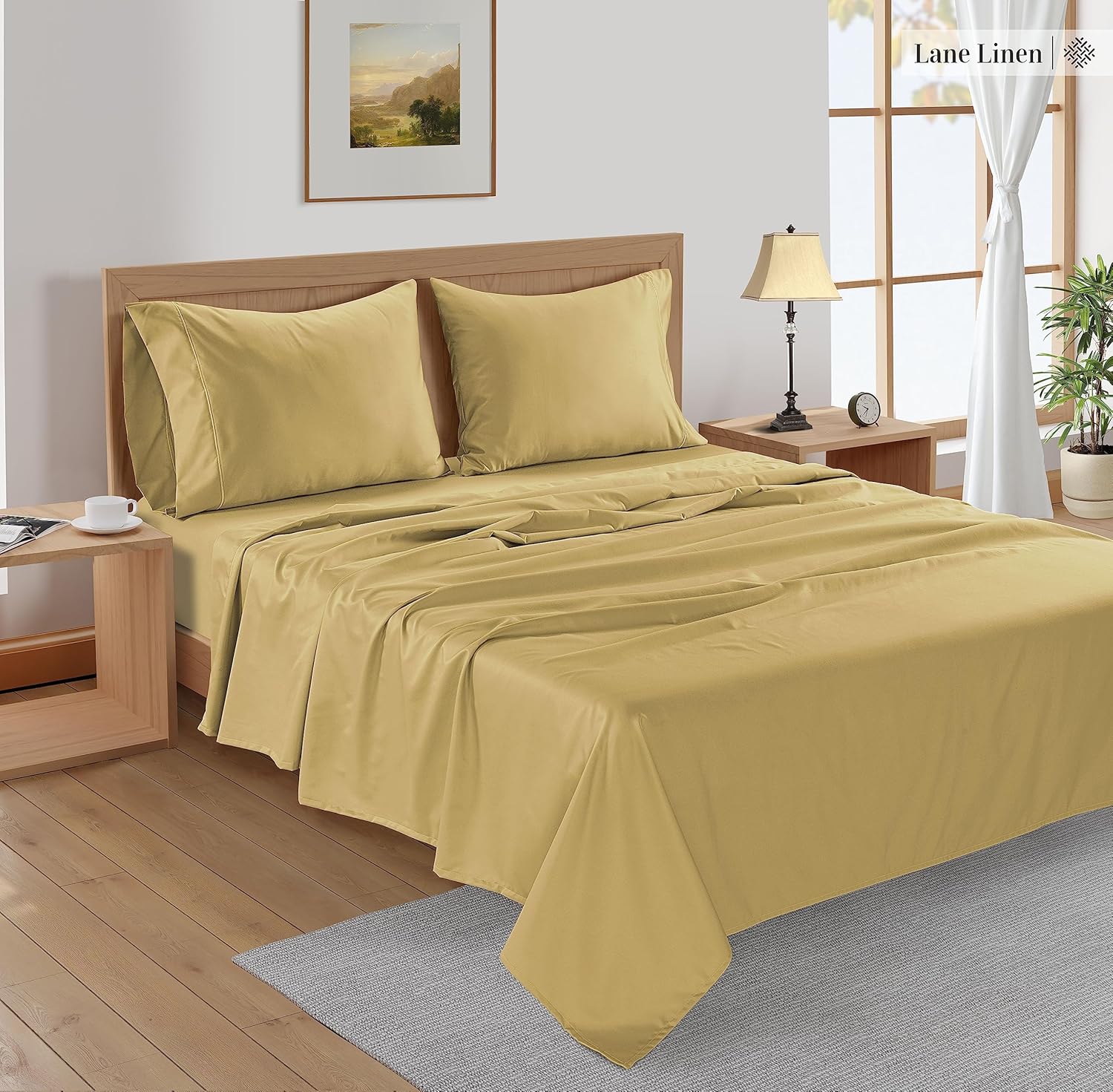 LANE LINEN Juego de sábanas de bambú tamaño matrimonial, sábanas de 100 % rayón de bambú, juego de sábanas lujosamente suaves, transpirables y