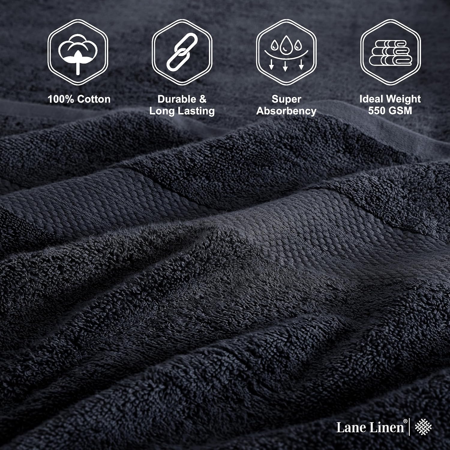 LANE LINEN – Juego de toallas de baño, 2piezas, 100% algodón, tamaño extragrande, para ducha y baño, 35 x 66pulgadas, color negro