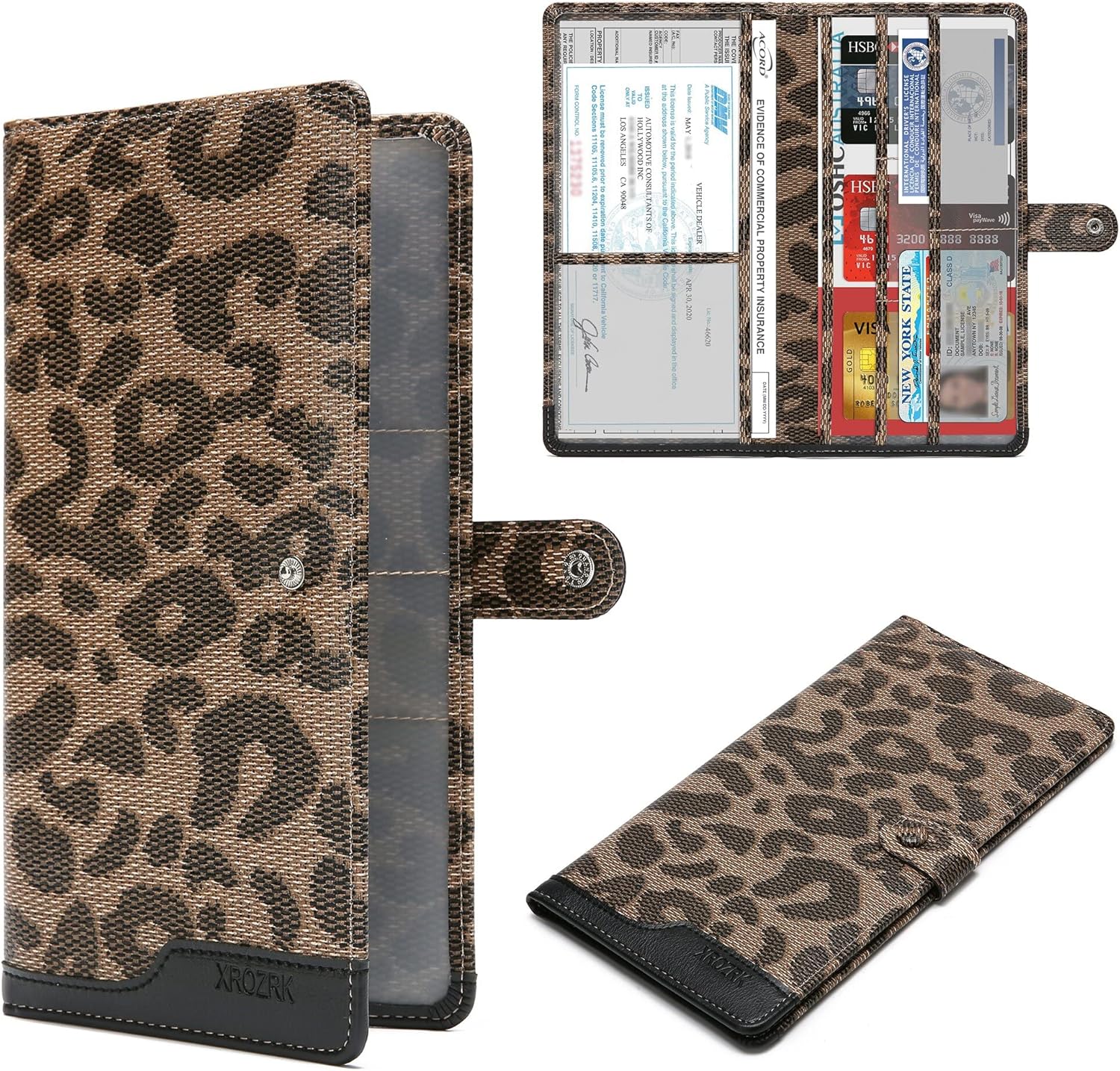 Carpeta para registro y seguro de automóvil, carpeta de piel sintética de alta calidad, para documentos de automóvil, licencia de conducir, tarjetas