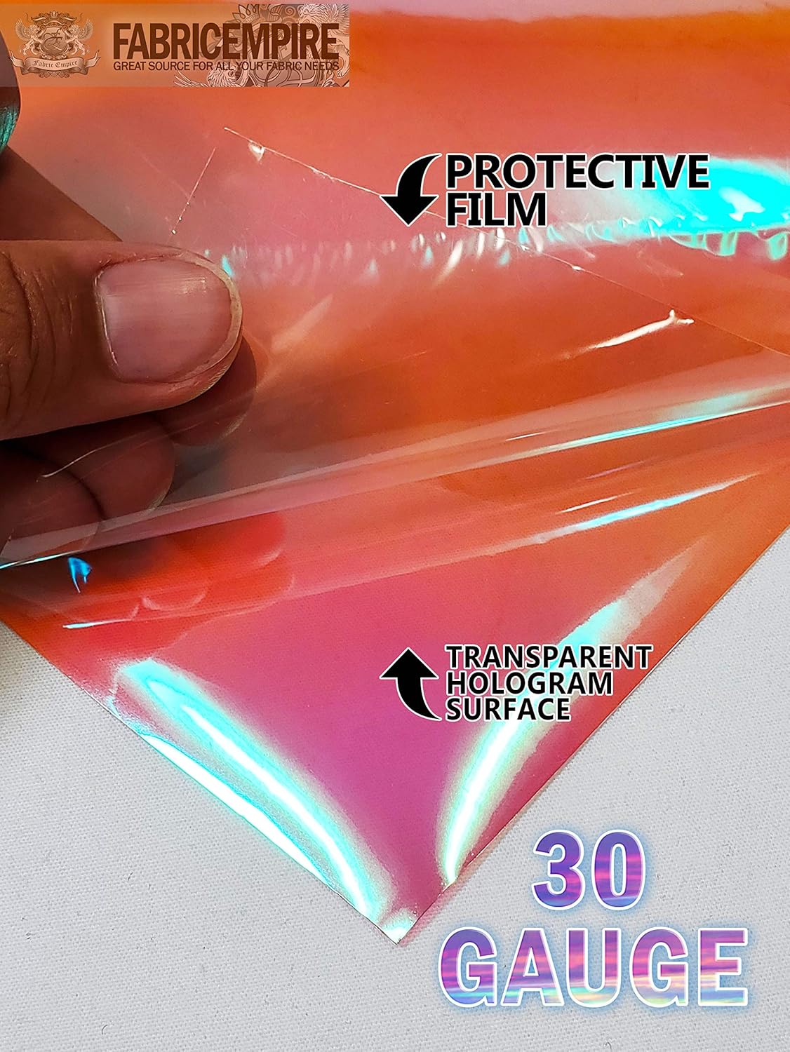 The Yard – Tela de vinilo de plástico iridiscente transparente holográfica de 54 pulgadas de ancho (calibre 30, rosa)