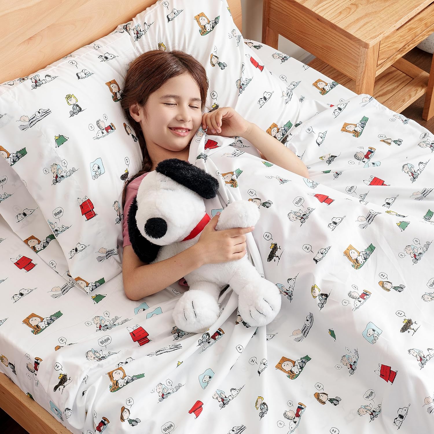 Berkshire Blanket Peanuts – Juego de sábanas para niños, tamaño individual, 3 piezas, color blanco de Peanuts para dormir, sábanas de microfibra