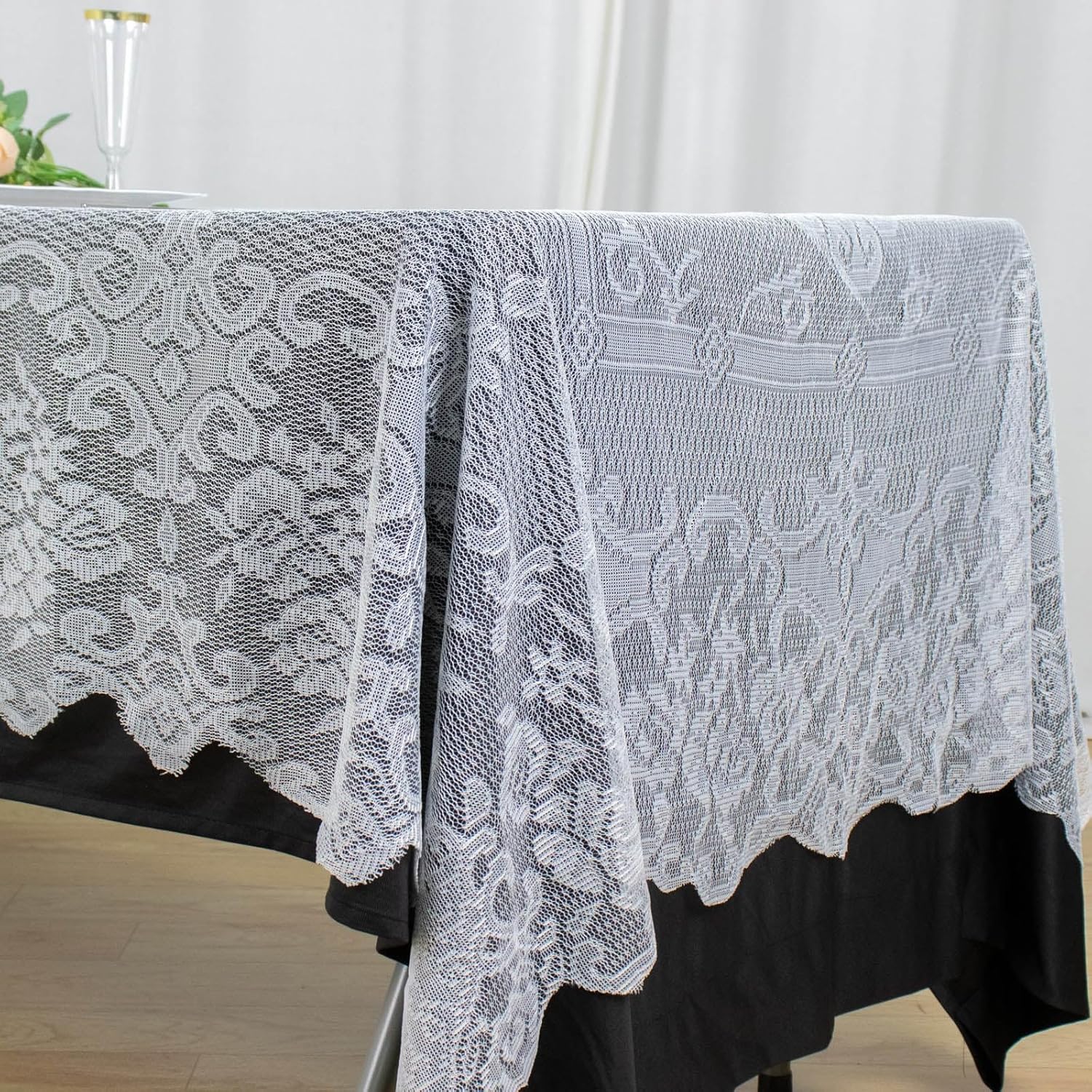 Efavormart – Mantel rectangular oblongo, de encaje blanco de primera calidad, de 60 x 108 pulgadas, para banquetes, fiestas, bodas, eventos,