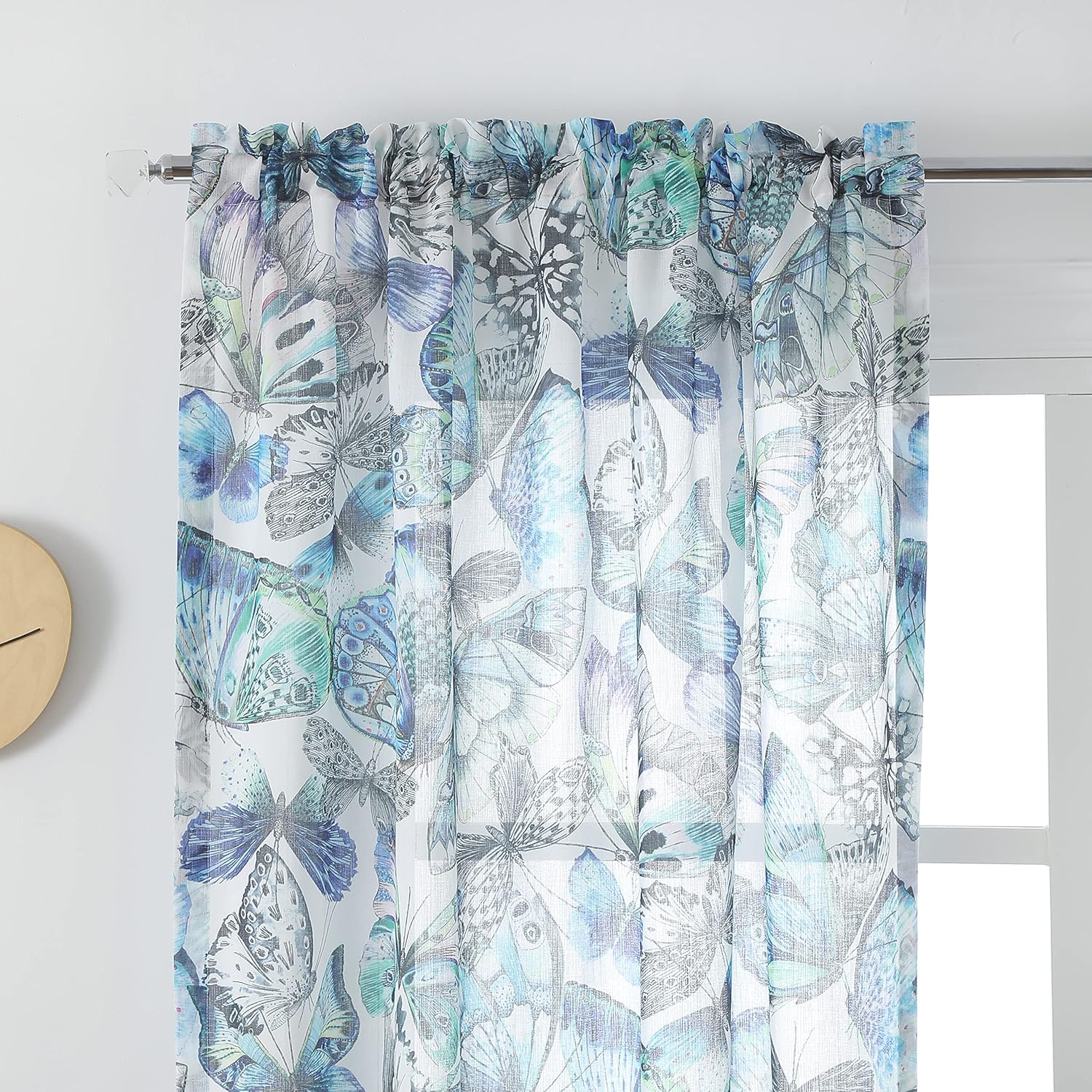 ILUOGUDU Cortinas semitraslúcidas de 84 pulgadas de largo para sala de estar, dormitorio, casa de campo, cortinas texturizadas de lino con textura,