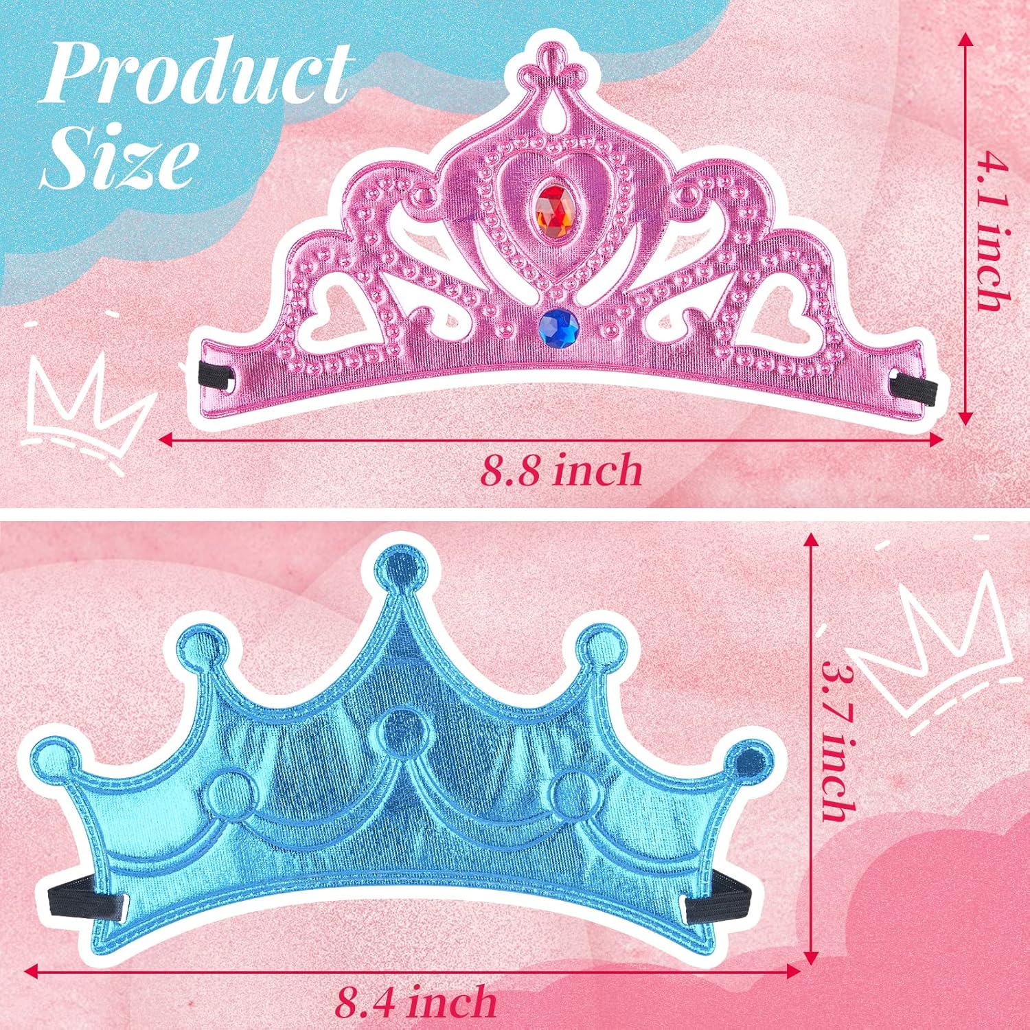FLMRIOY Juego de 17 coronas de fiesta de princesa, suministros de fiesta para niños, kit de fabricación de tiaras con calcomanías de diamante para