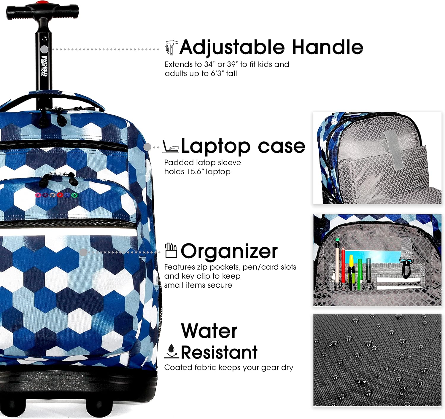 J World New York Sundance – Mochila con ruedas para portátil), RBS-19-MDIA