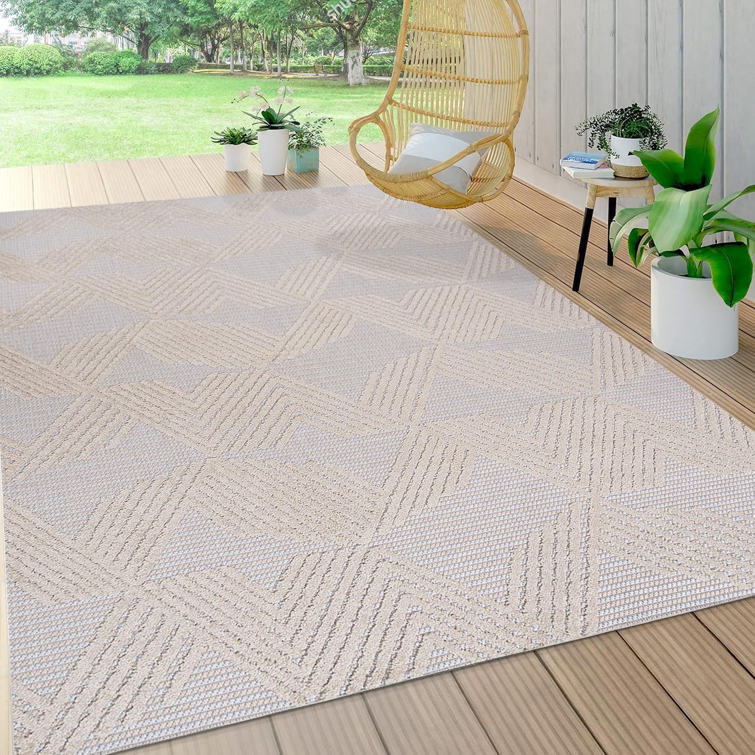 JONATHAN Y SBH106B-4 Jazz de pelo alto y bajo Art Deco geométrico para interiores y exteriores, bohemio, casual, contemporáneo, fácil limpieza,