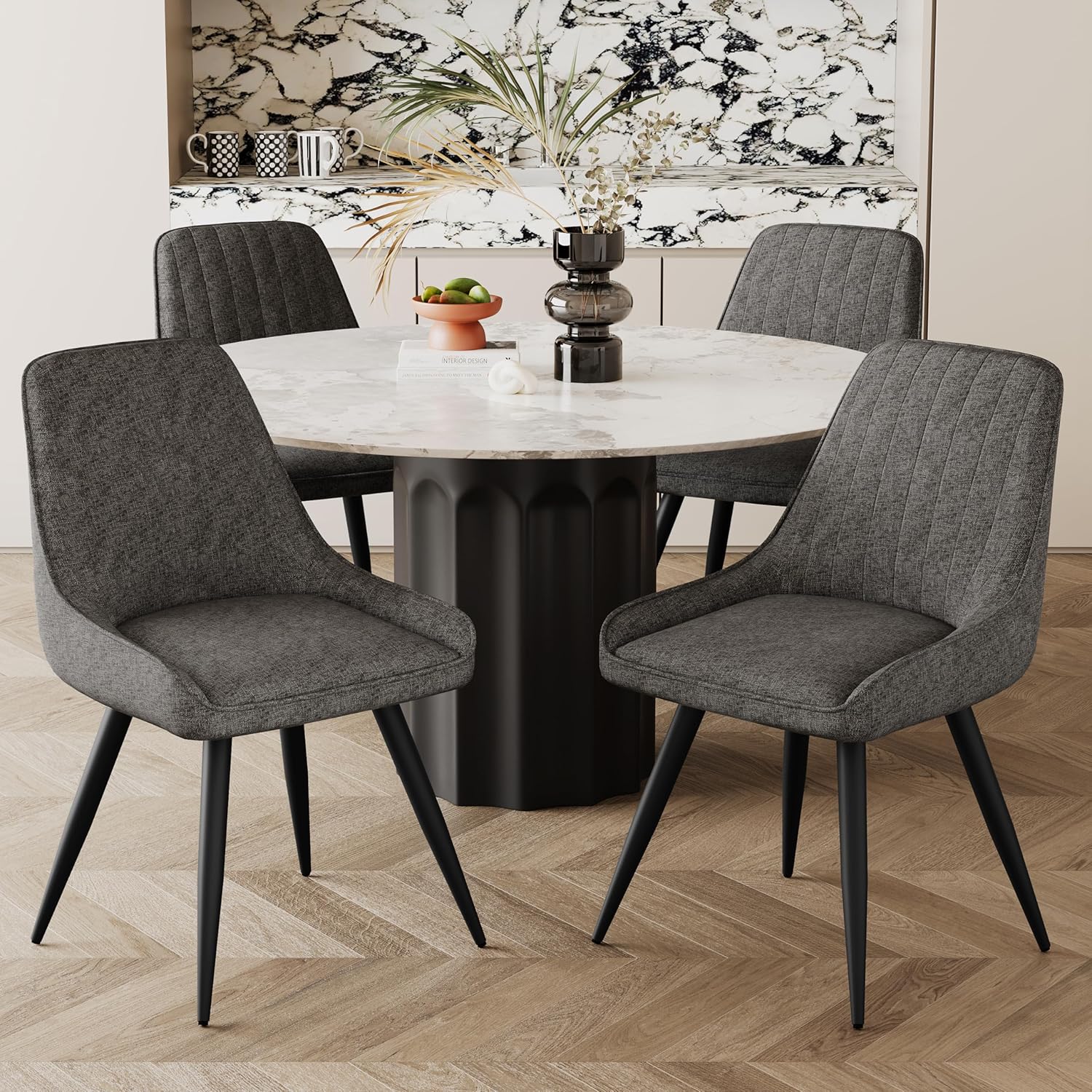 Alunaune Juego de 2 sillas de comedor modernas, tapizadas, de mediados de siglo, sin brazos, para ocio, sala de estar, silla auxiliar de escritorio