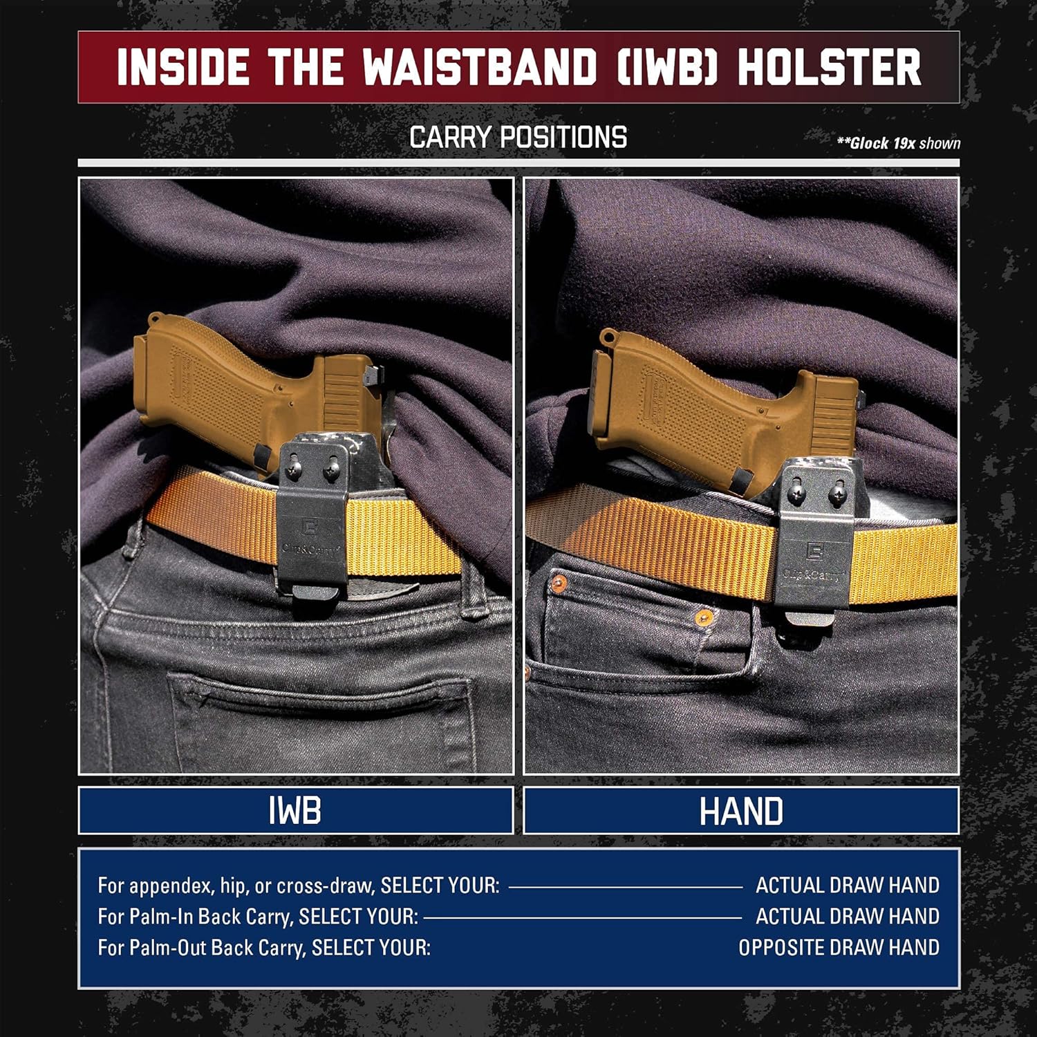Clip & Carry IWB Kydex Funda para The Walther PPQ M2 4″ – Cintura interior ocultada Llevar – Retención de clic audible – Adjus. No puedo –