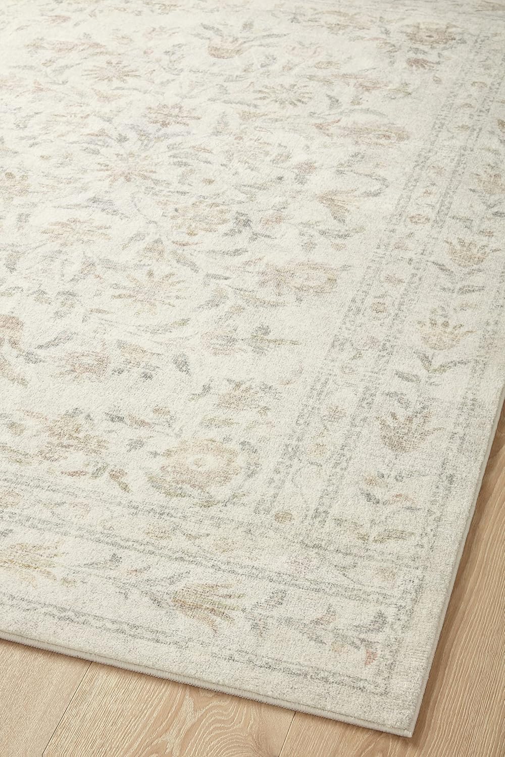 Rifle Paper Co. x Loloi Courtyard Collection COU-01 – Alfombra de muestra amarilla y multicolor de 18 x 18 pulgadas. CloudPile