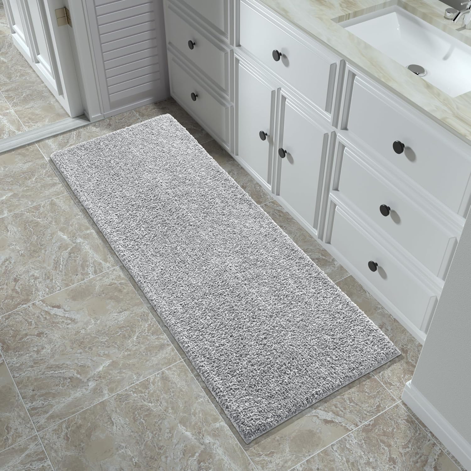 Yimobra Alfombras de baño, extra suaves y cómodas, antideslizantes, absorbentes de agua y gruesas, lavables a máquina, alfombras peludas para ducha