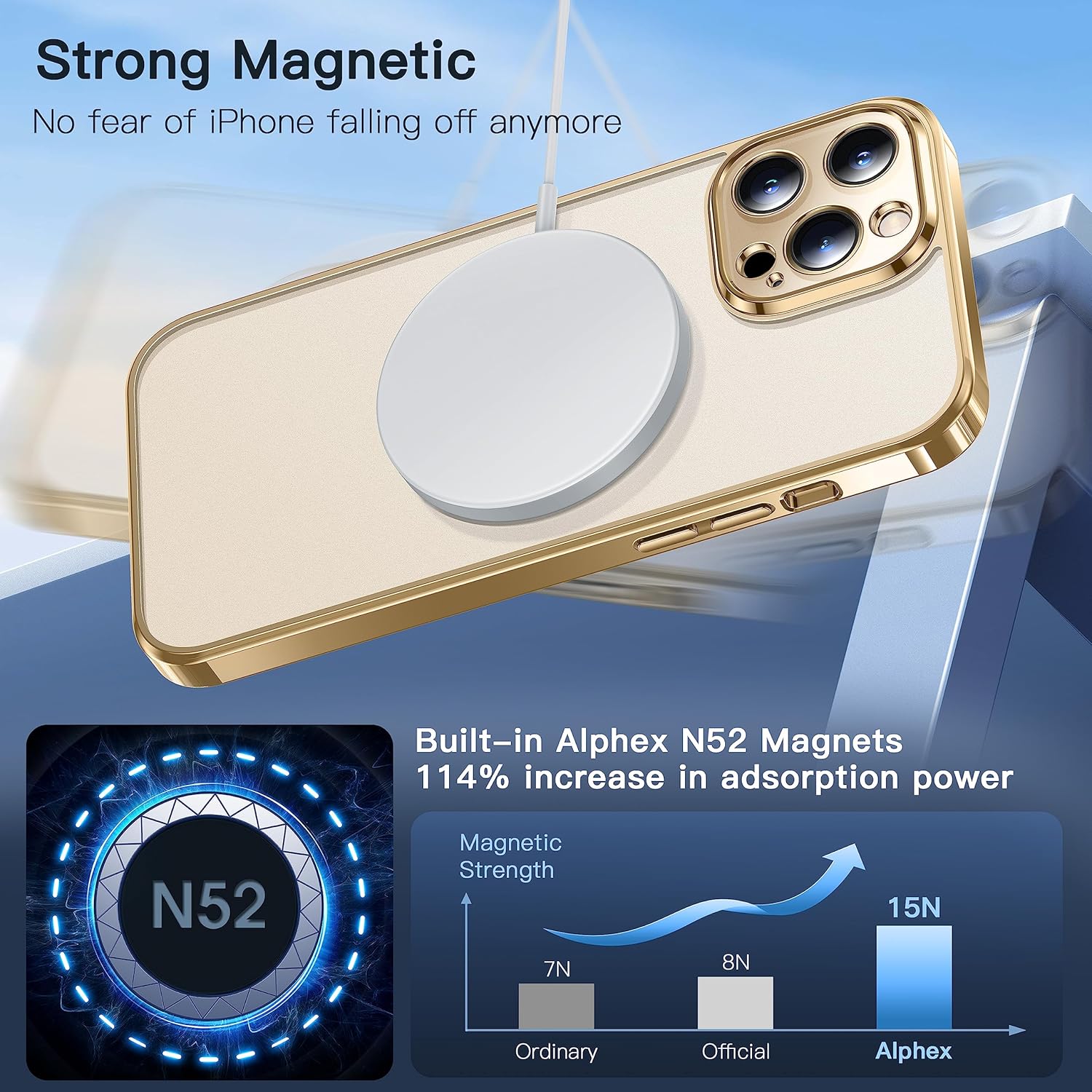Alphex Funda oficial de color para iPhone 13 Pro, parachoques brillante y parte trasera mate, fuerte magnético compatible con MagSafe, antihuellas,