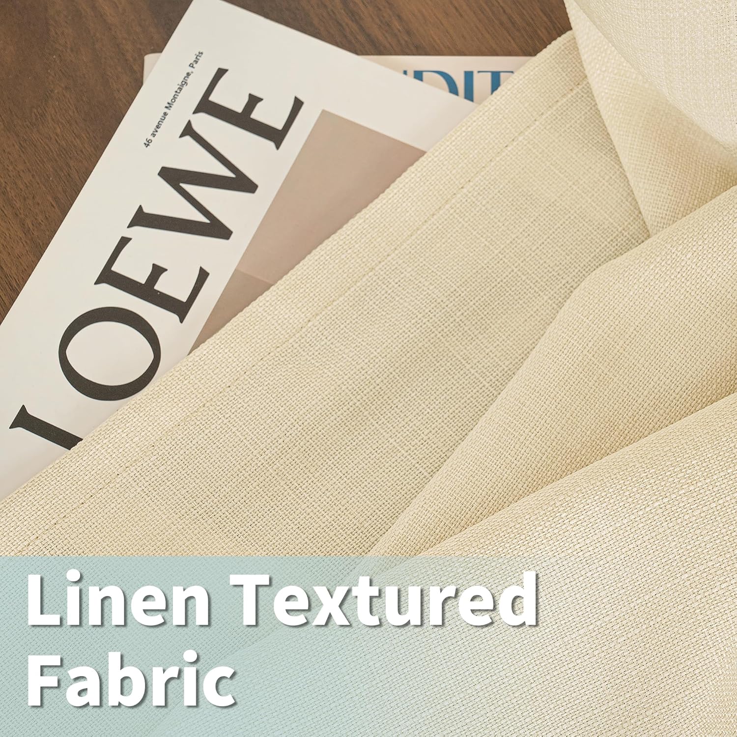LAMIT Cortinas de lino para dormitorio, cortinas de lino grueso con ojales, filtrantes de luz, cortinas naturales semitransparentes para sala de