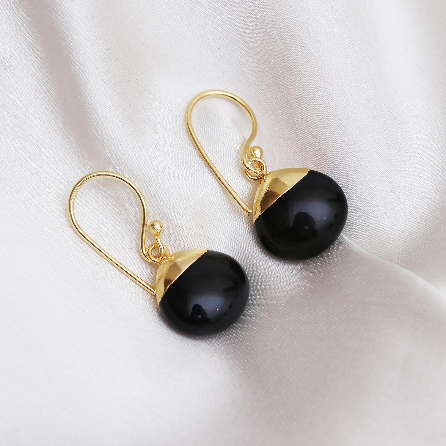 Gempires Natural Golden Obsidian Pear Earring For Women Birthstone Jewelry Hypoallergenic Earrings For Women (Golden Obsidian)