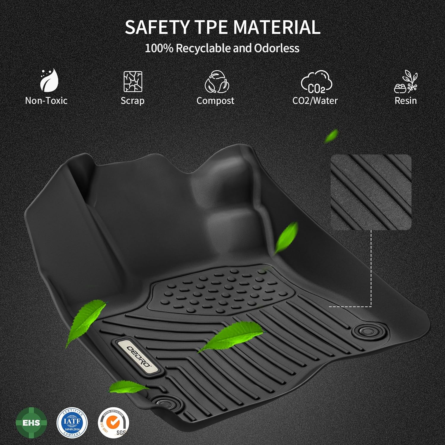 OEDRO Juego de alfombrillas para Tesla Model 3 2020-2023, de ajuste personalizado, TPE 3D, impermeables, antideslizantes, alfombrillas delanteras y