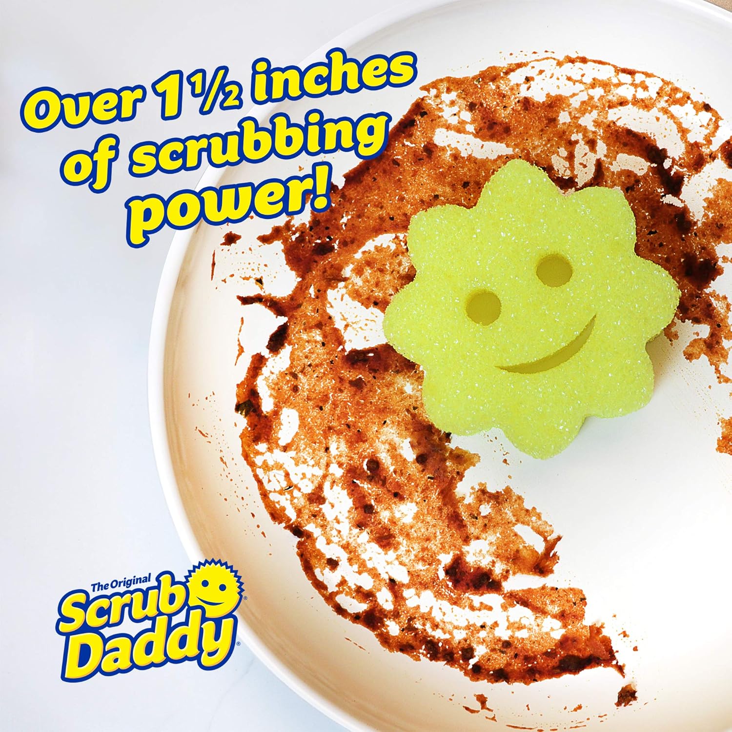 Scrub Daddy Juego de esponjas  Power Flower  Limpiador antiarañazos para platos y hogar, resistente al olor, suave en agua tibia, firme en frío,