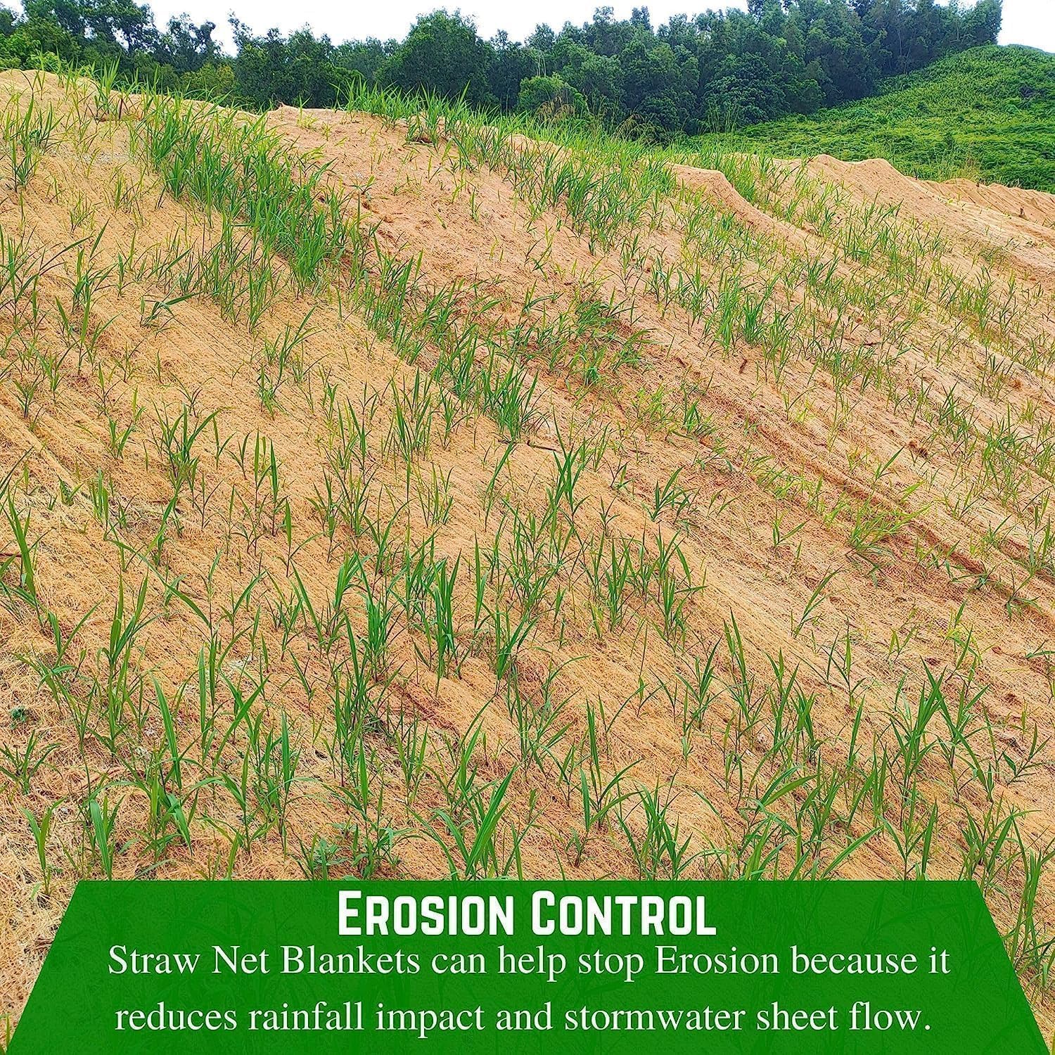 Farm Plastic Supply – Manta de control de erosión – Cubierta de paja para jardín y paisaje, manta de control de erosión, manta de paja, control de