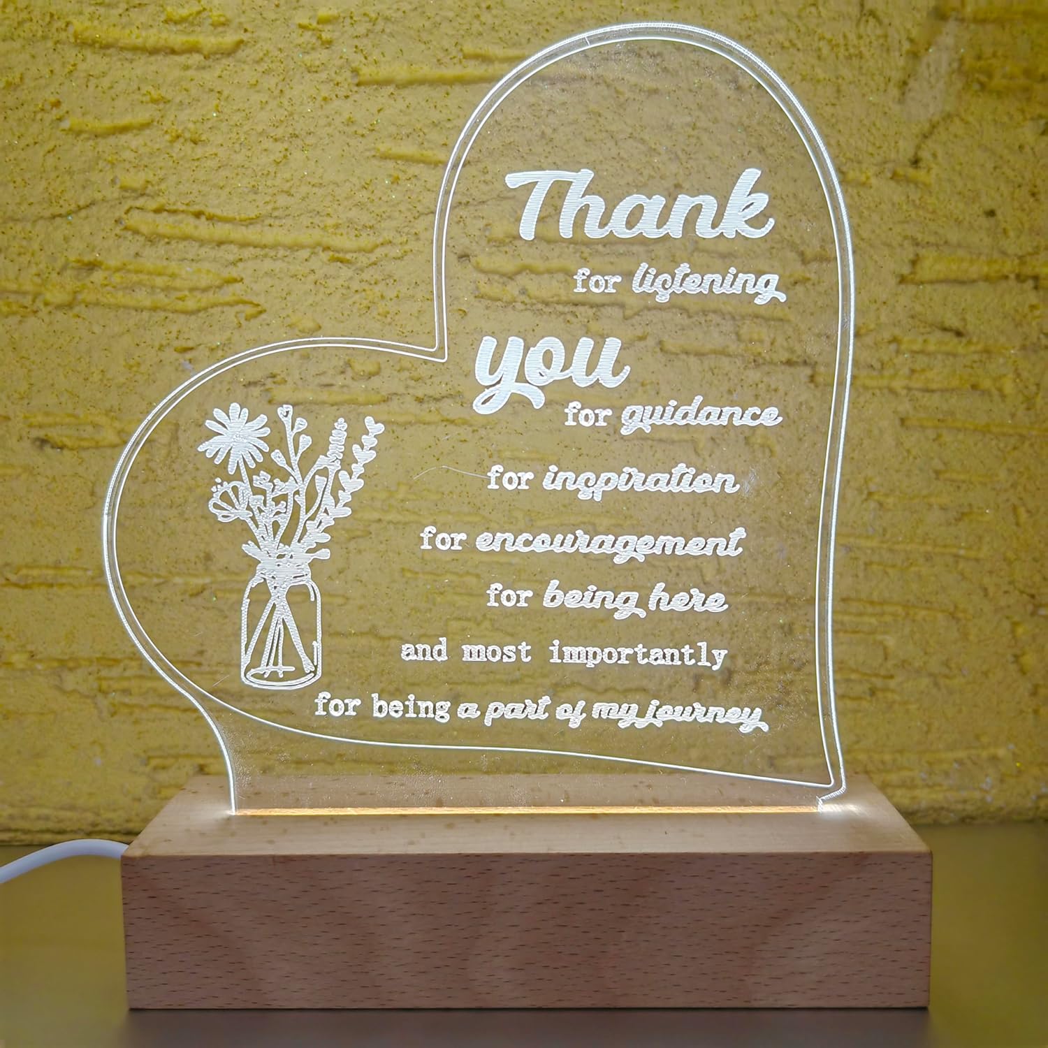 Regalos de agradecimiento para mujeres y hombres, acrílico regulable, luz nocturna LED, compañero de trabajo, jubilación, regalo inspirador para