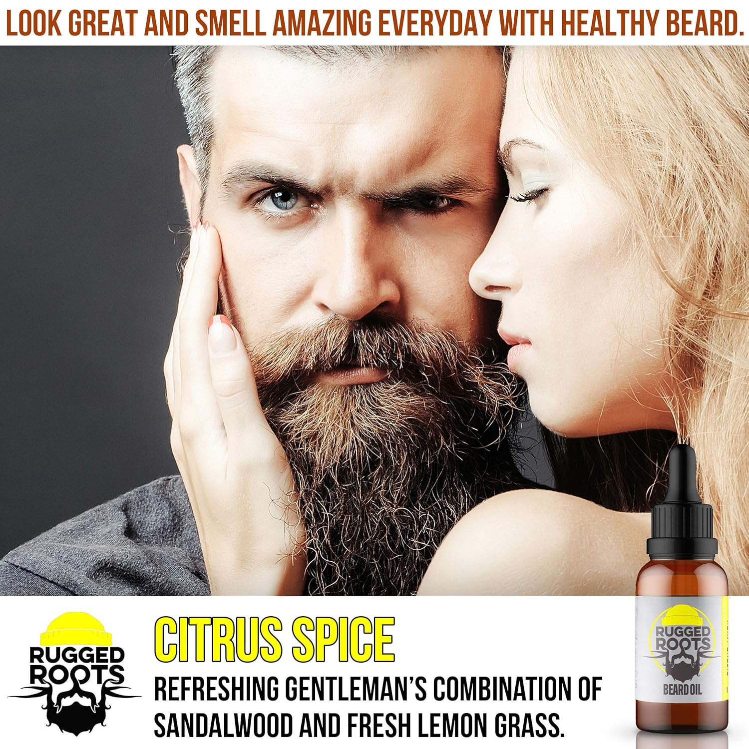 Aceite y acondicionador para barba – Cuidado natural de la barba hecho con aceites de primera calidad perfumados con especias cítricas, suaviza la