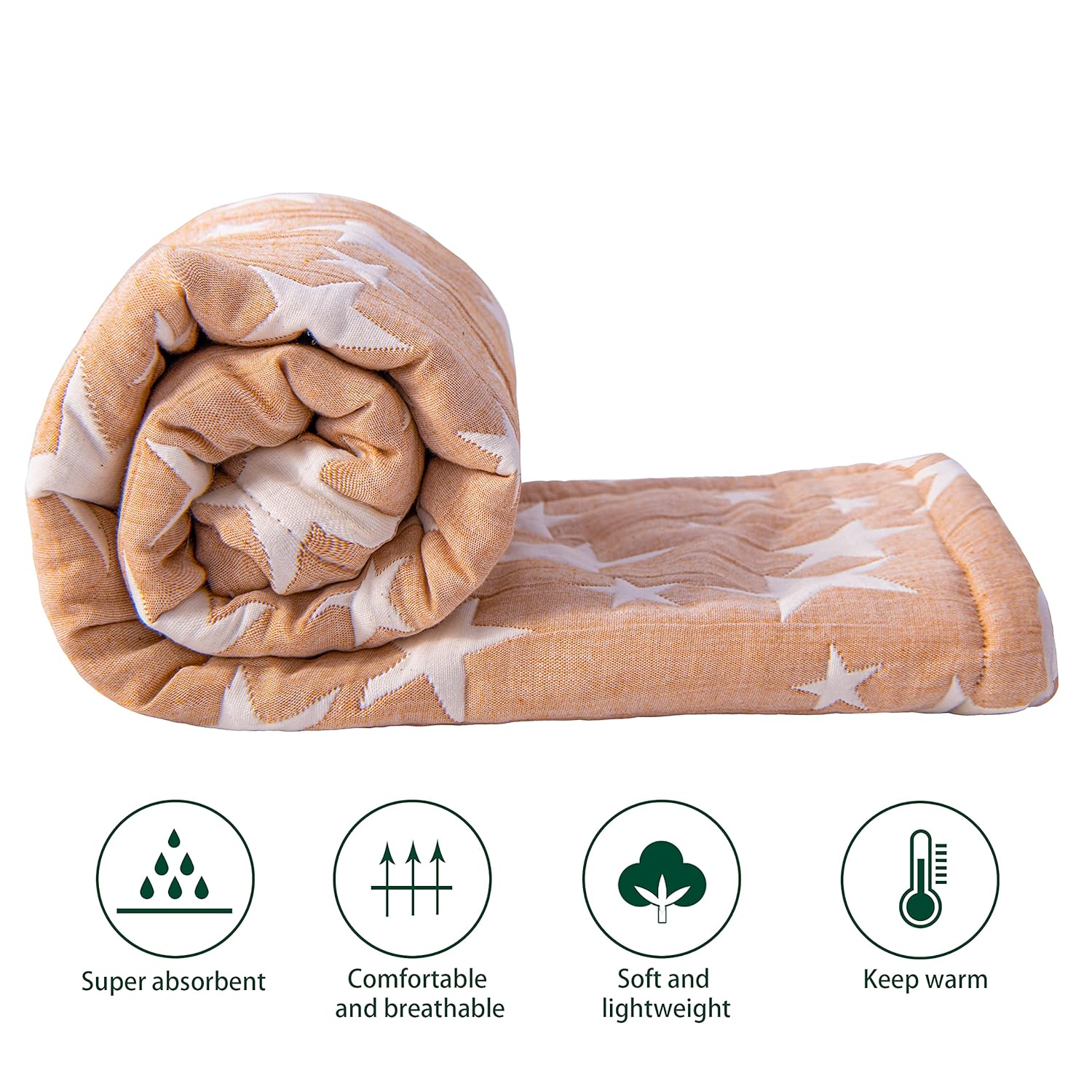 NTBAY Manta de 3 capas para niños pequeños, manta de muselina de algodón jacquard para cama, manta térmica ligera para bebé, manta de cuna súper