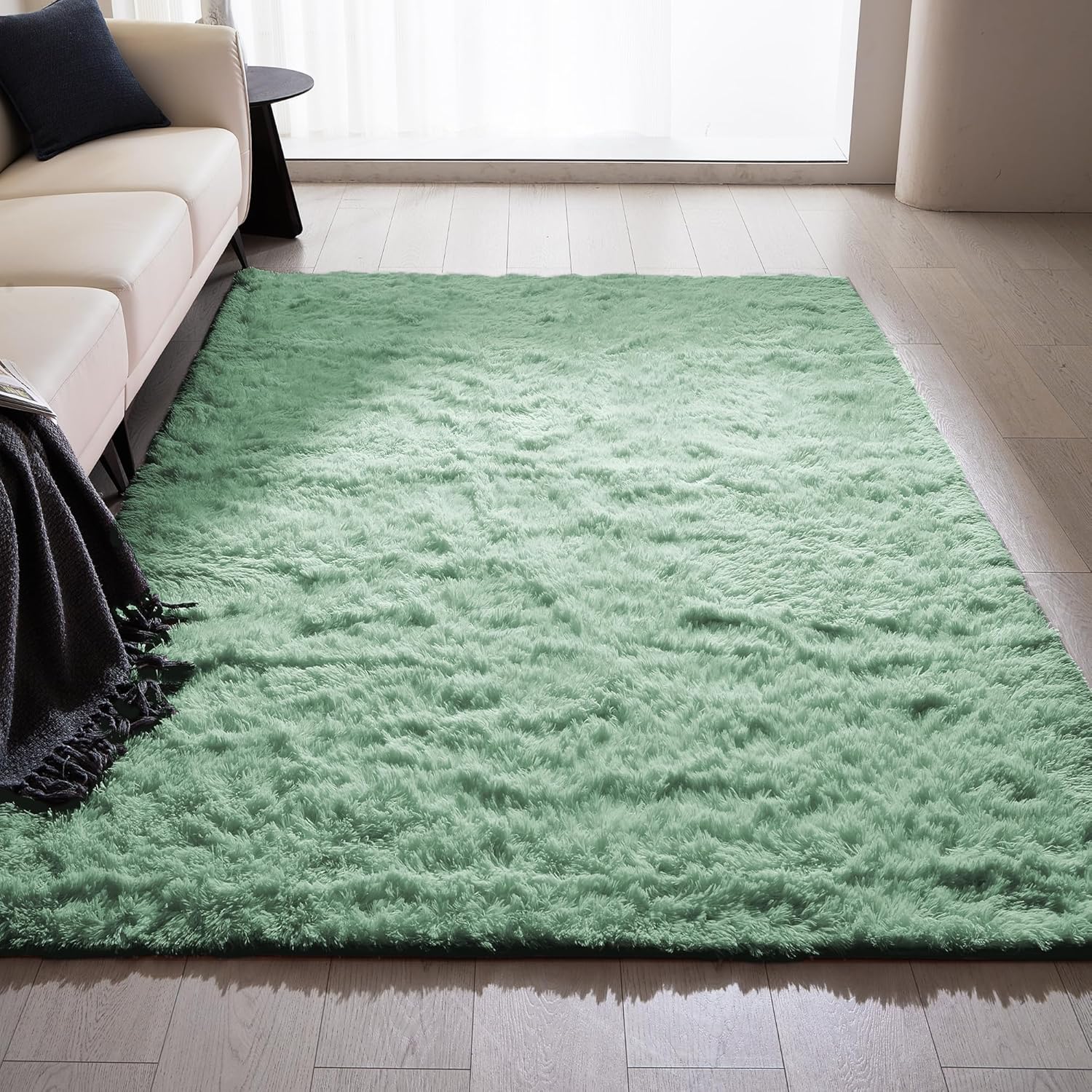 Grozoken Alfombra suave de área grande de 8 x 10 pies, alfombra lanuda 2023, alfombra de felpa gruesa y antideslizante para sala de estar,