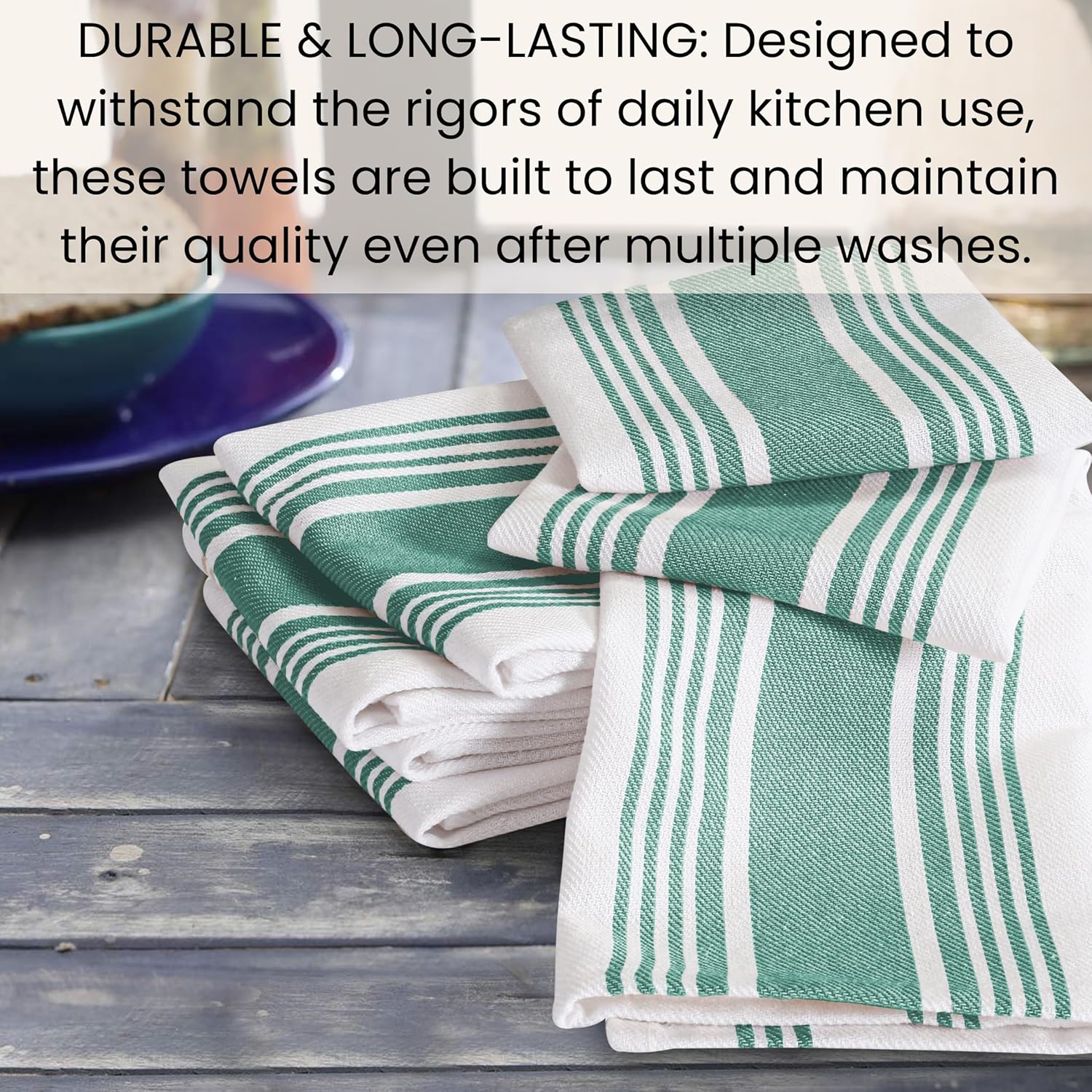 Juego de 6 toallas de cocina color verde azulado para secar platos de 16 x 26 pulgadas, toallas de mano de cocina, toallas de cocina absorbentes,