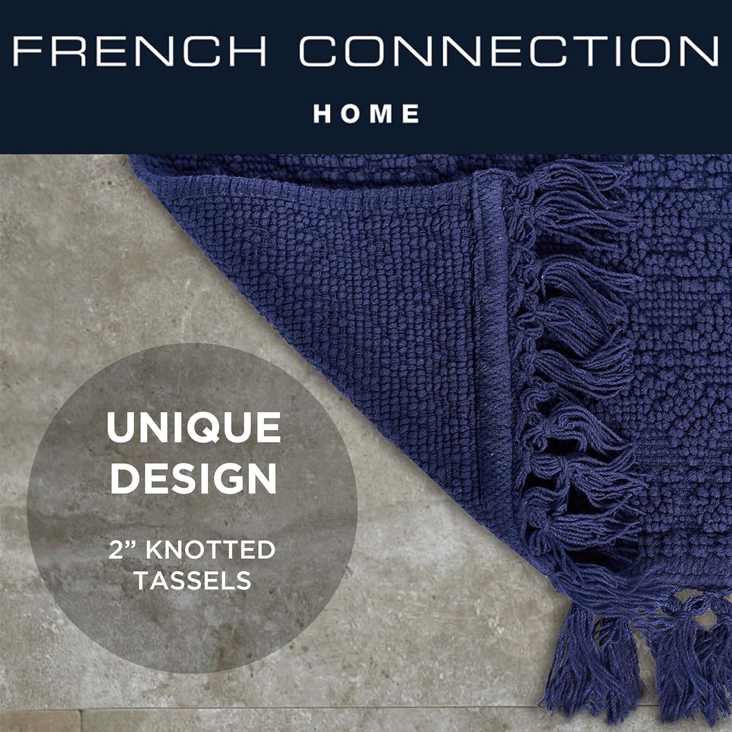 French Connection – Alfombra Nellore de baño con flecos