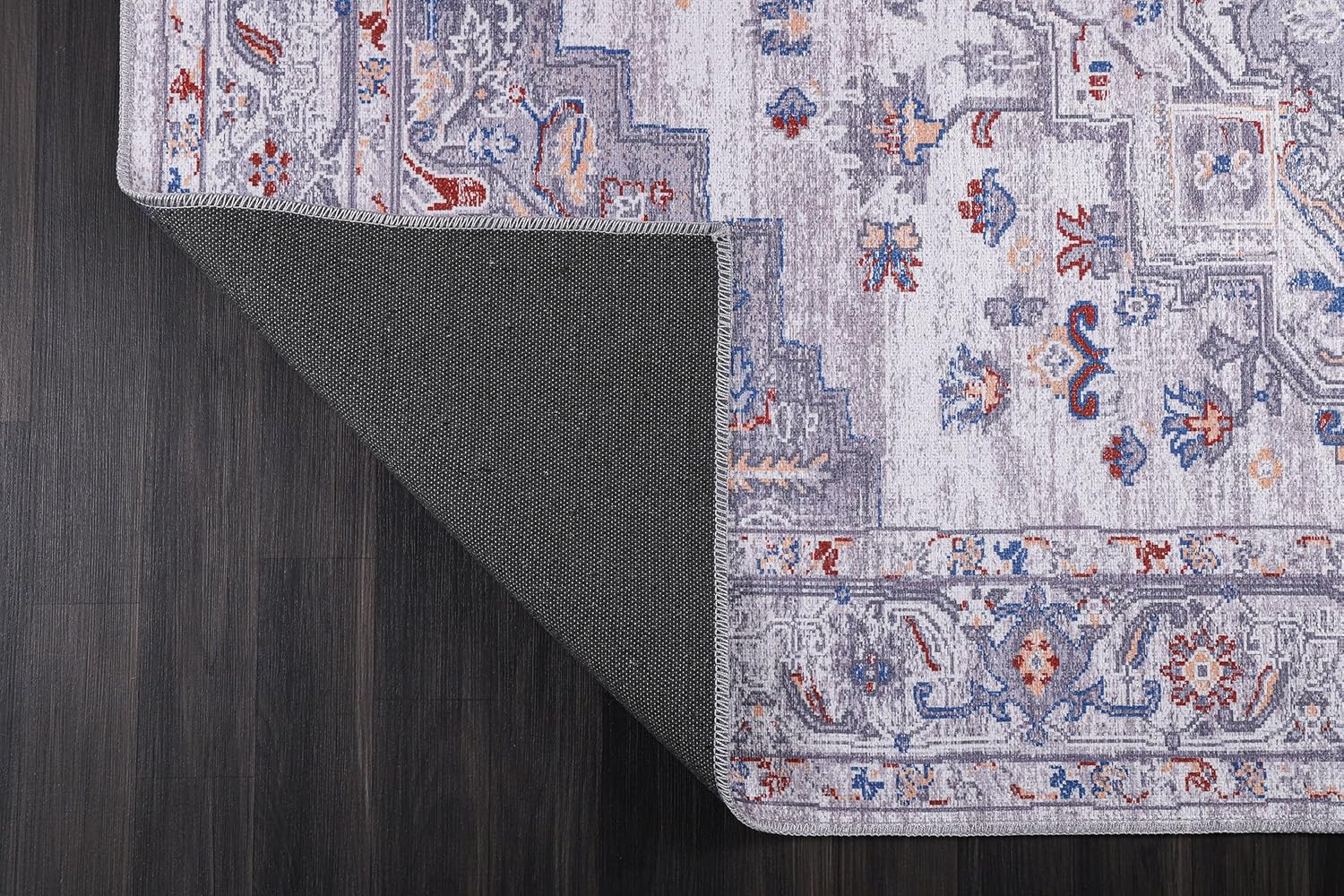 CAMILSON Alfombra lavable a máquina con parte trasera antideslizante para sala de estar o dormitorio, alfombra vintage lavable de 8 x 10 pulgadas,