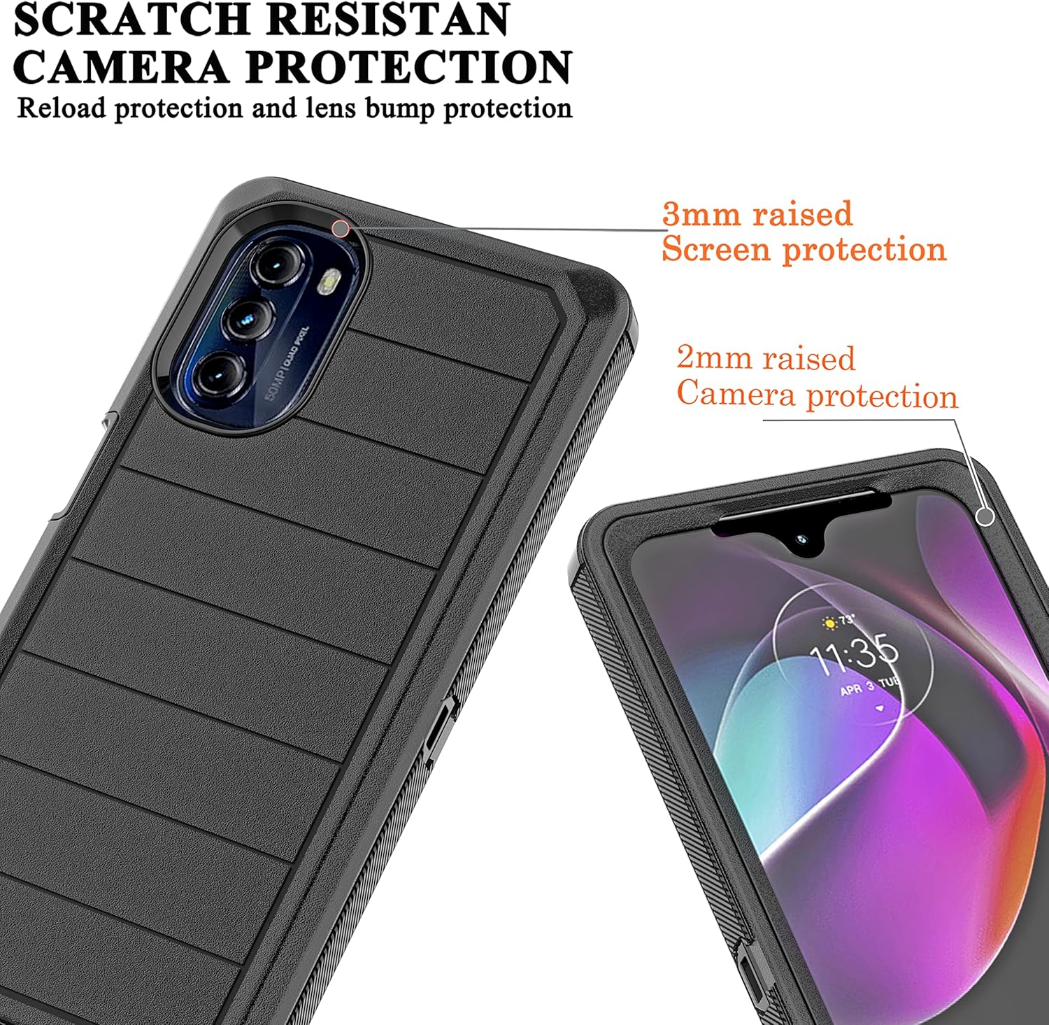 YmhxcY Funda para Moto G 5G 2022 con protector de pantalla integrado, a prueba de caídas, funda duradera de 3 capas, a prueba de golpes, protección