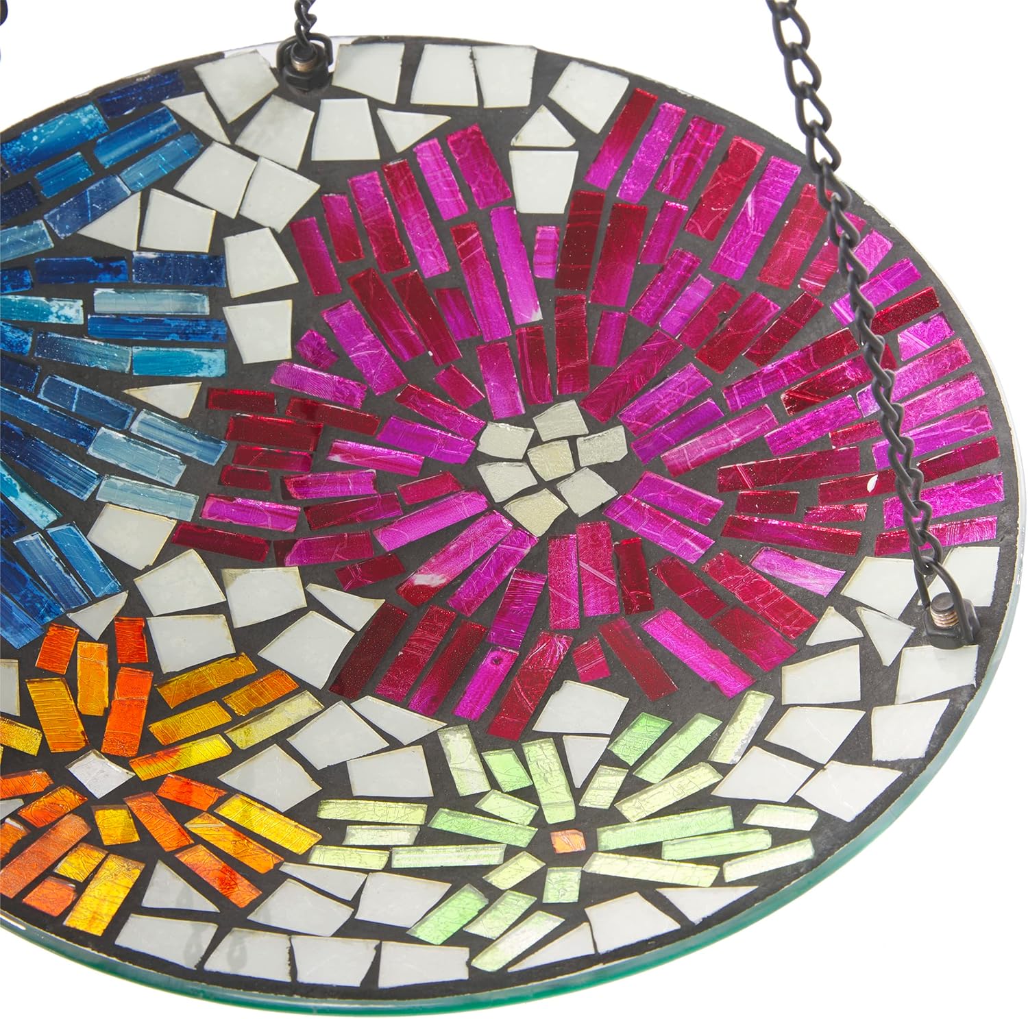 Alpine Corporation HMD214 Alpine – Mosaico de 10 pulgadas, multicolor, tamaño, colgante, redondo, floral, para pájaros