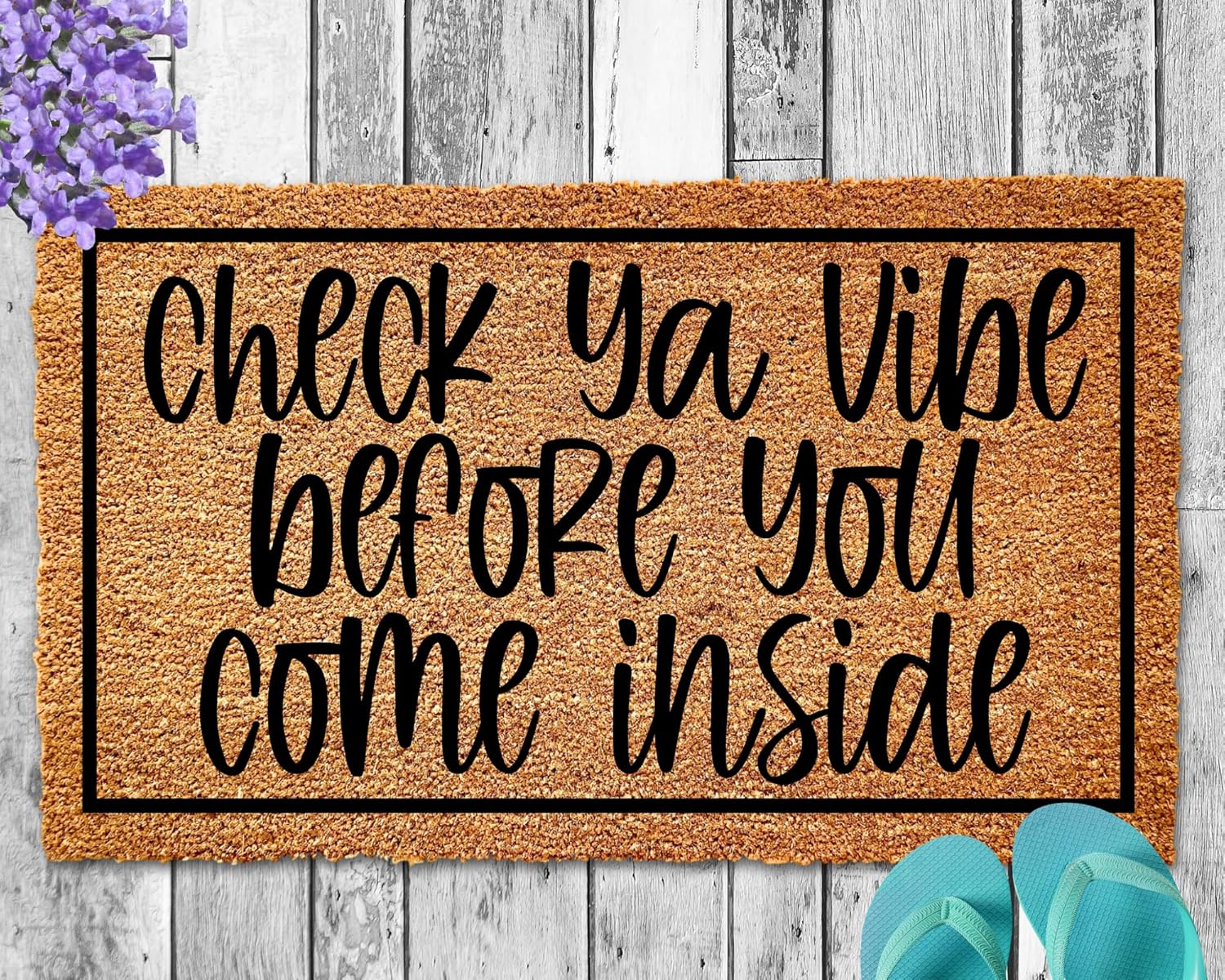Check Ya Vibe Before You Come Inside Entrance Door Mat  Funny Gift  Funny Doormat  Closing Gift  Welcome Doormat  Front Door (24X16)