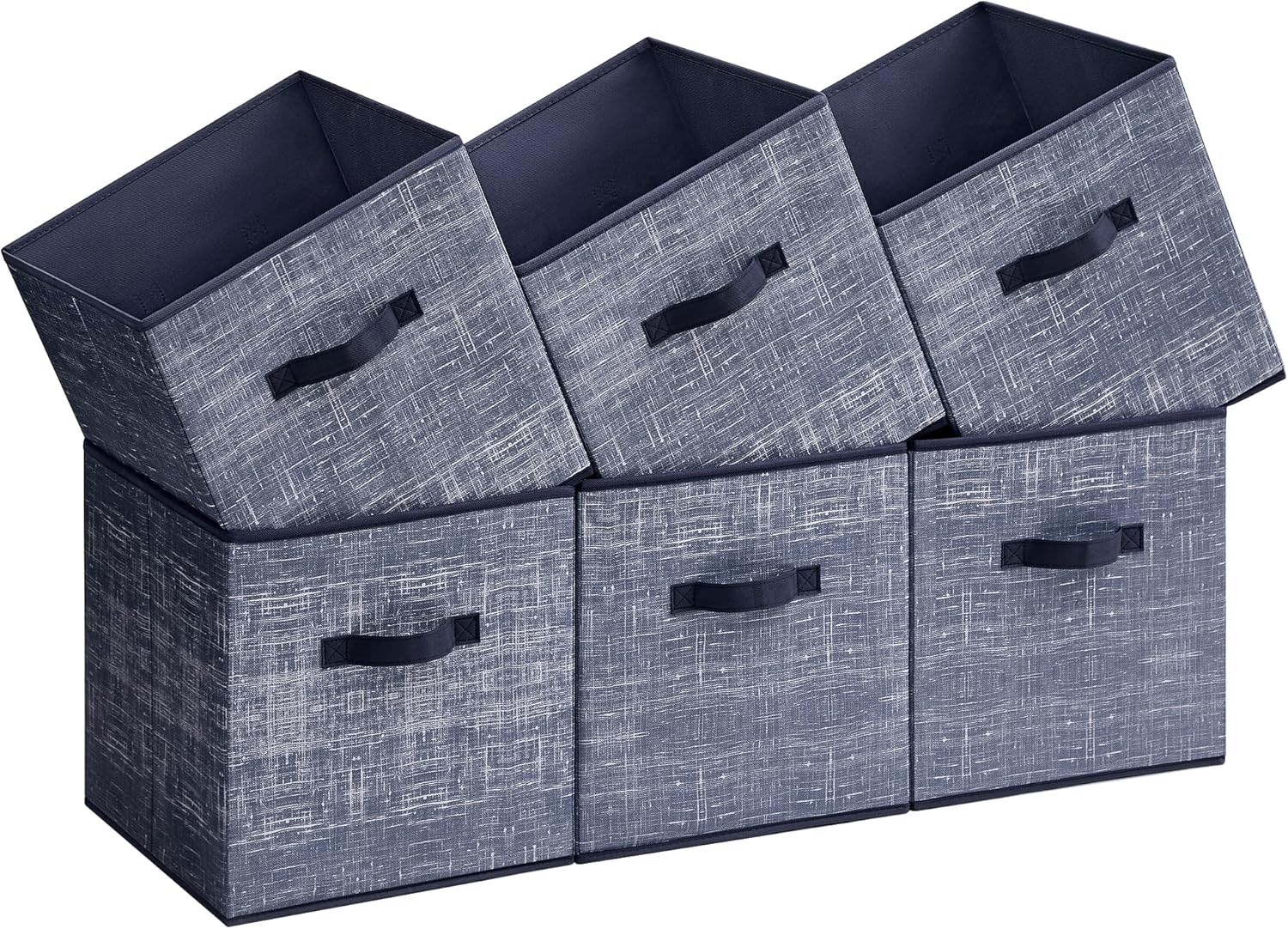 SONGMICS UROB030I01 – Cubos de almacenamiento, cubos de tela no tejida de 11.8 pulgadas con asas dobles, juego de 6, organizadores de armario para