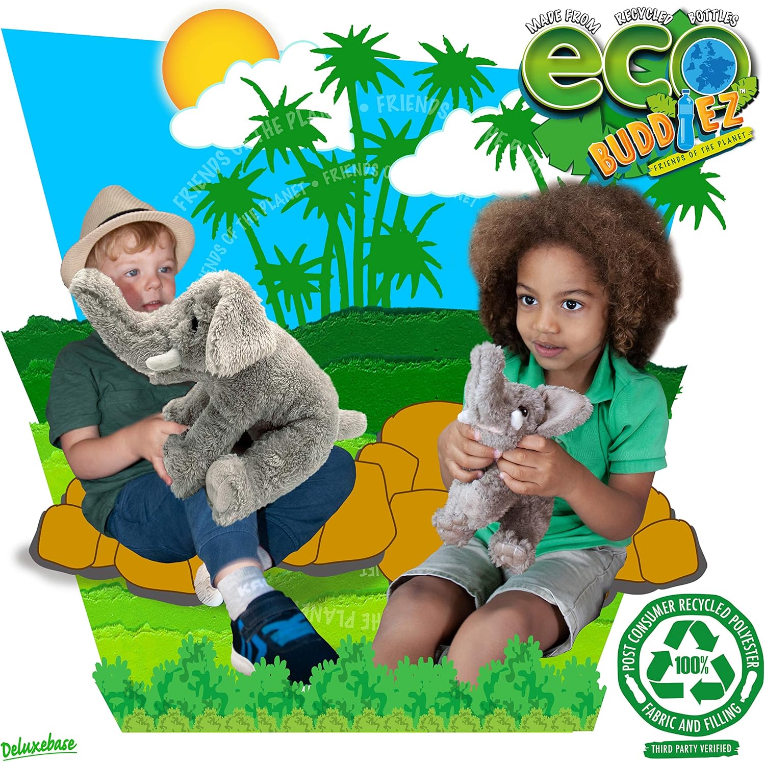 Elefante de Deluxebase. Peluche de peluche mediano de 9.0in hecho de botellas de plástico reciclado. Regalo respetuoso del medio ambiente para niños