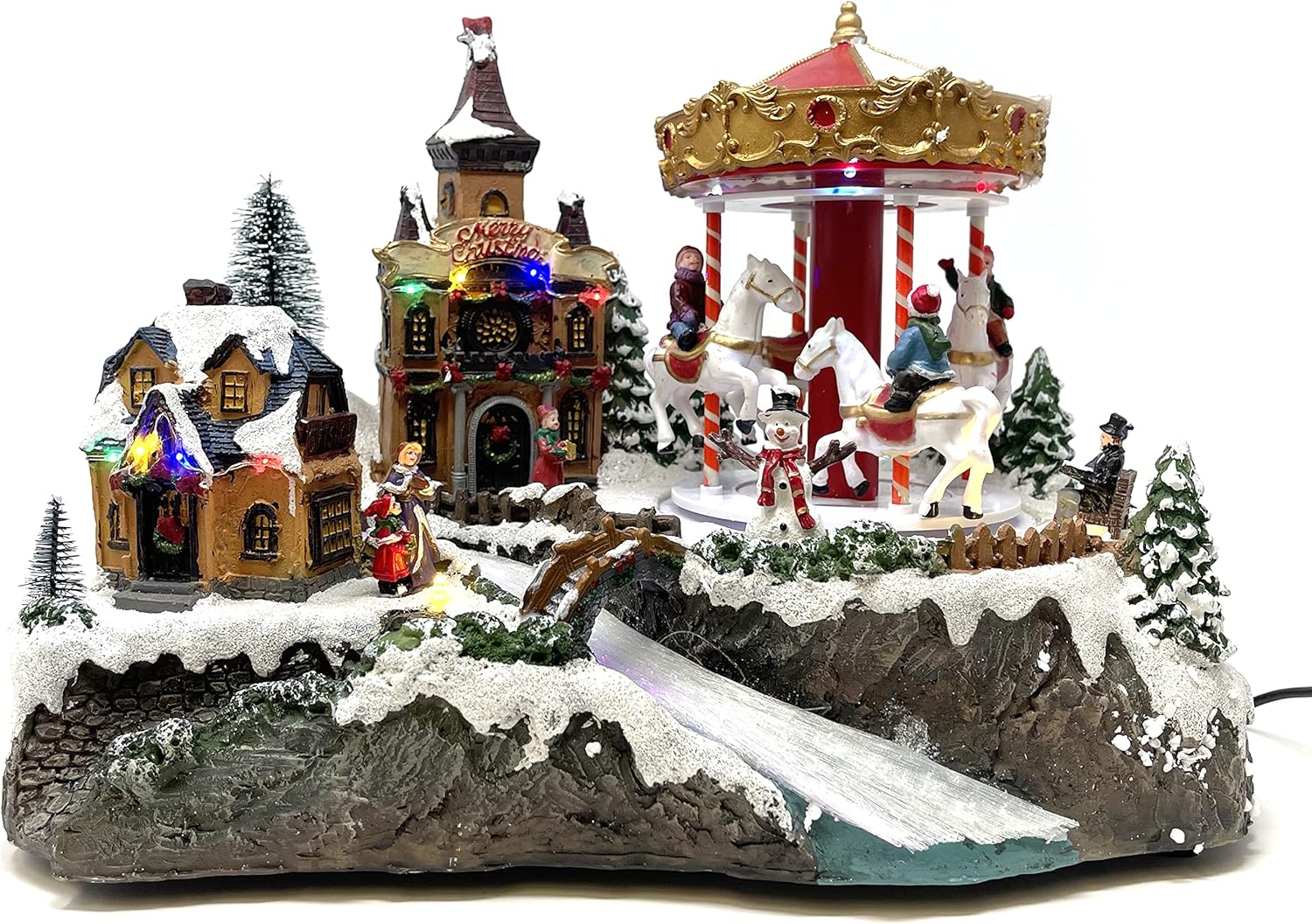 allgala Figura coleccionable hecha a mano de poliresina para casa de Navidad con cable USB, fuente de alimentación-carrusel por Colorful