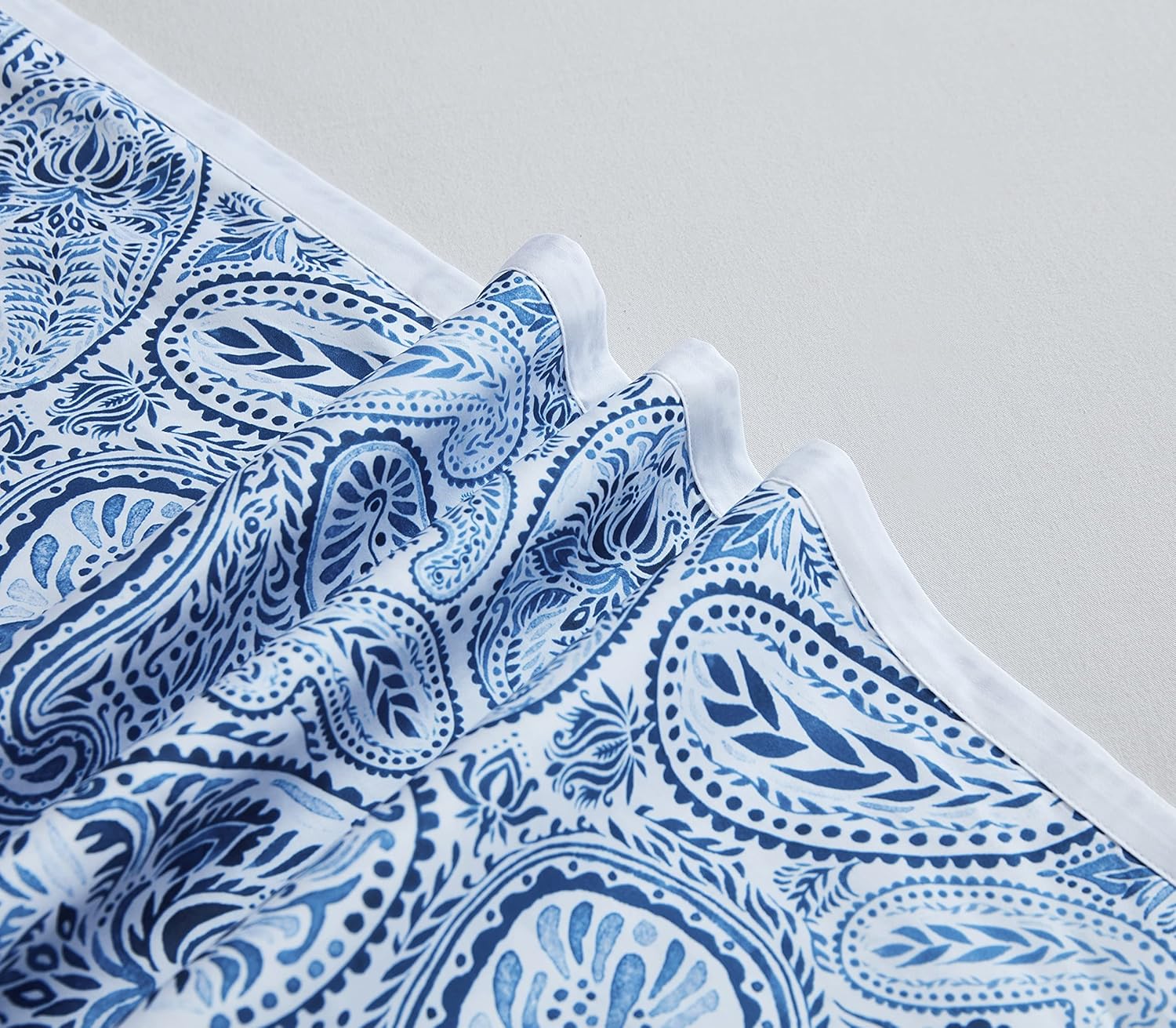 CASA BOLAJ DESIGNED TO DREAM Juego de funda de edredón con estampado retro de 2 piezas, estampado de cachemira, azul y blanco (cachemira, individual)