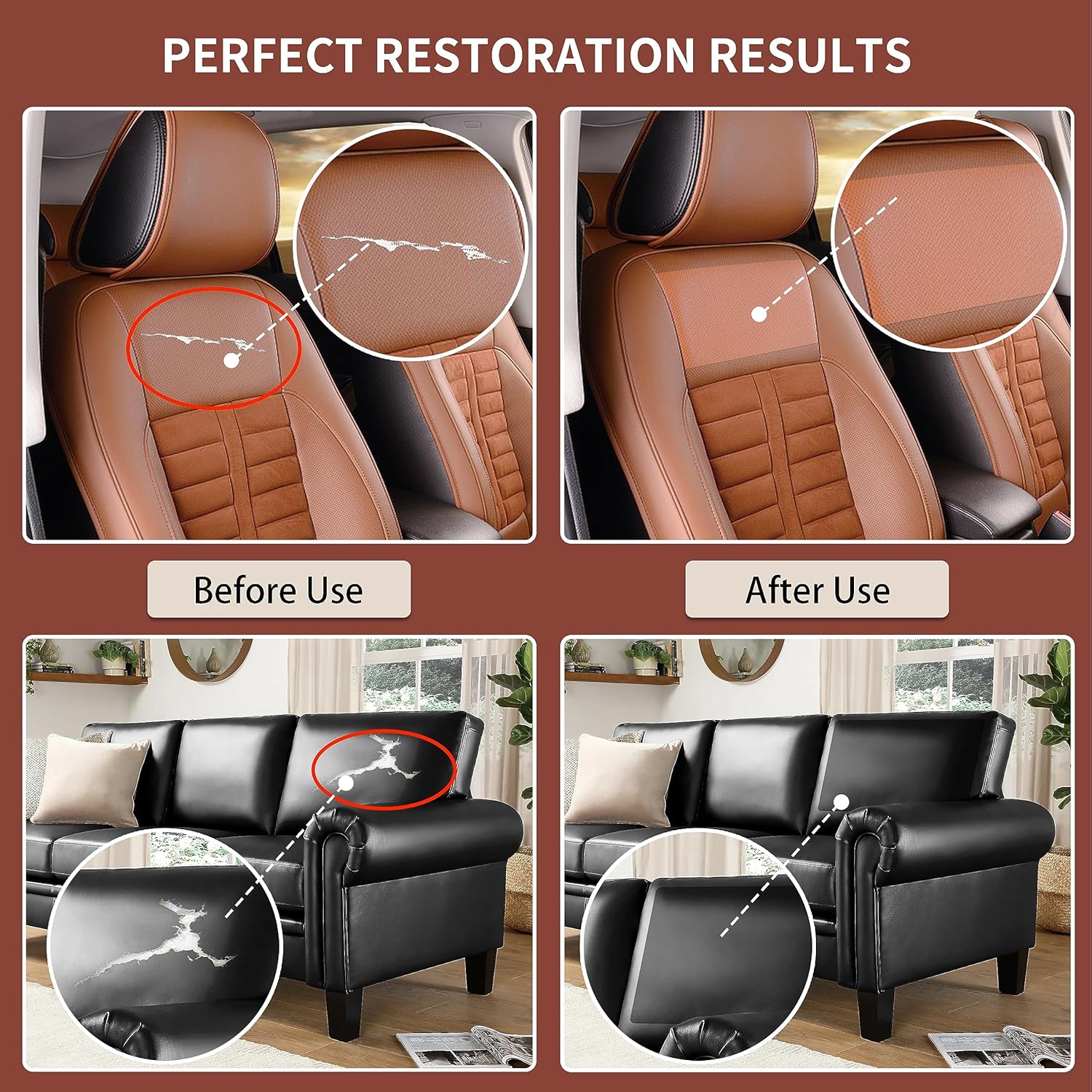Kit de cinta adhesiva de reparación de cuero, reparación de cuero autoadhesiva para muebles, sofá, asientos de automóvil, silla de oficina, kit de